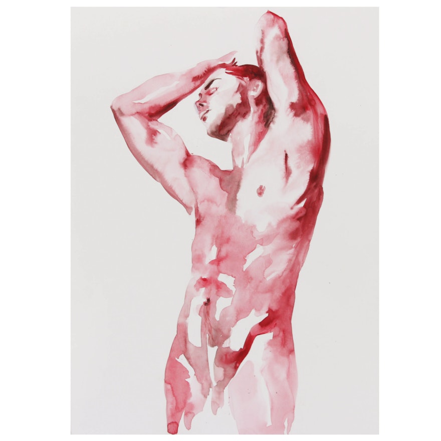 Watercolor Painting of Male Figure