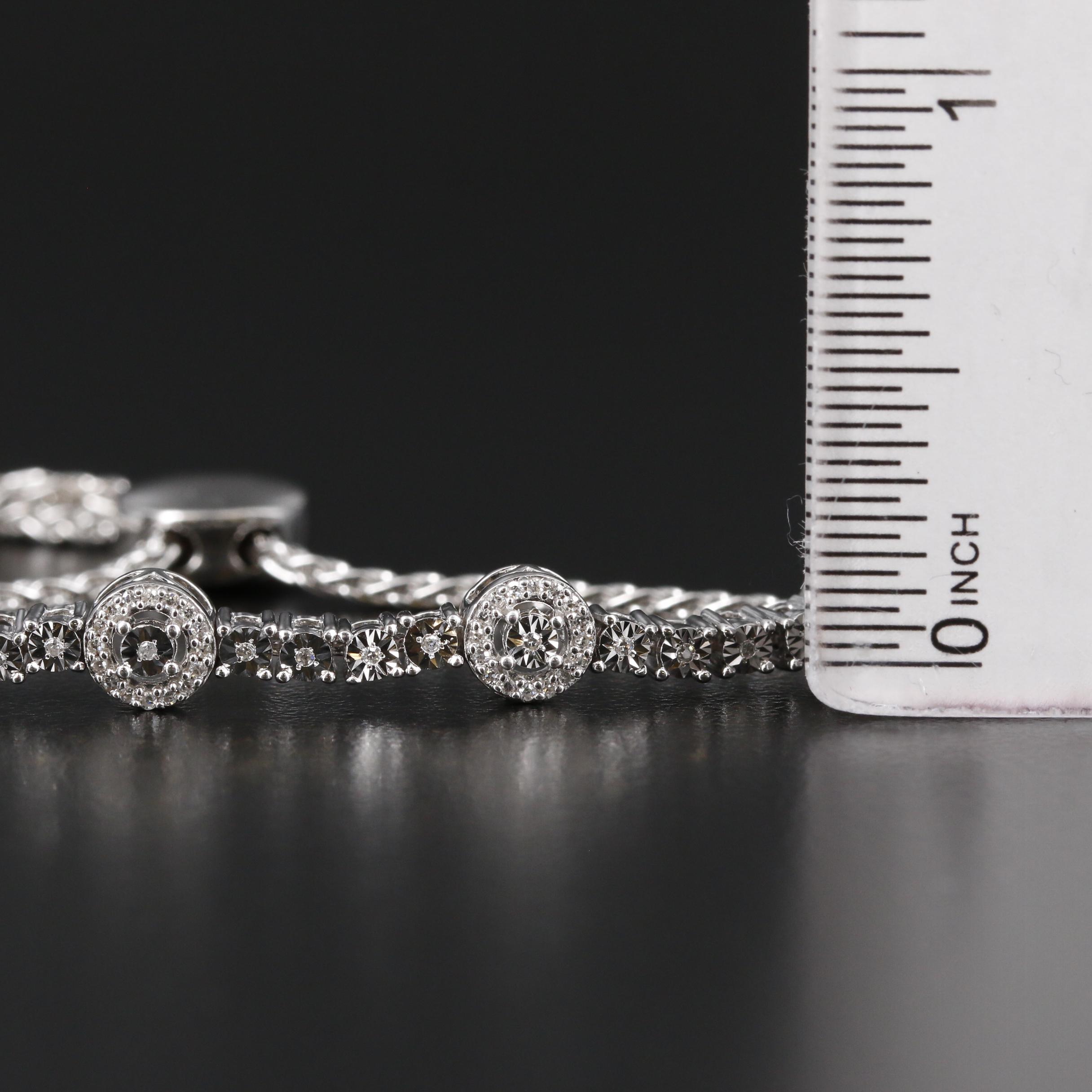 Sterling Silver Diamond Bolo Bracelet