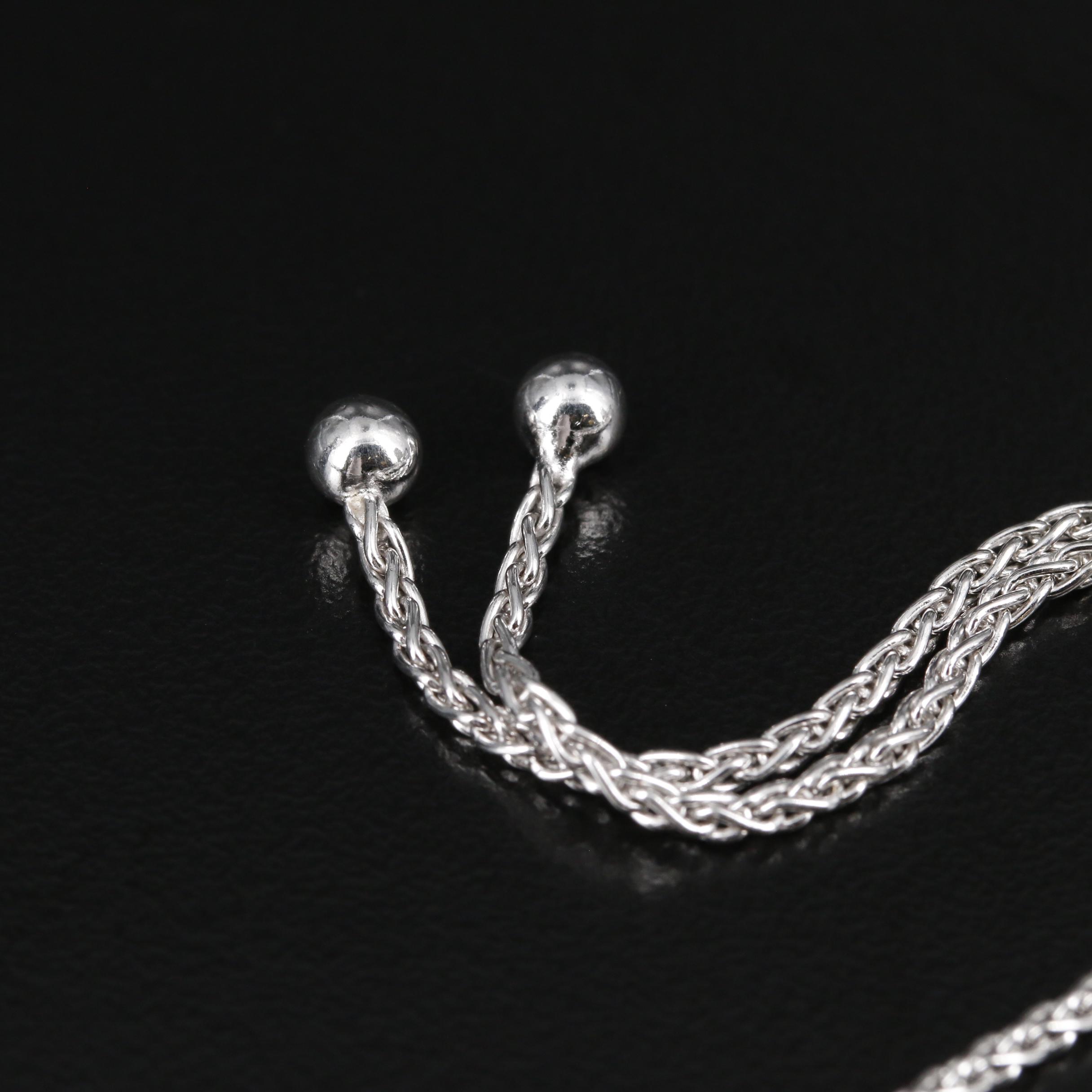 Sterling Silver Diamond Bolo Bracelet