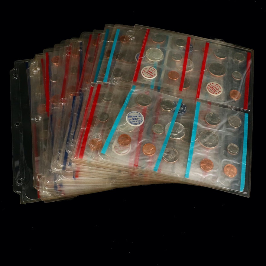 Collection of U.S. Mint Uncirculated Coin Sets by Year, 1965-2006