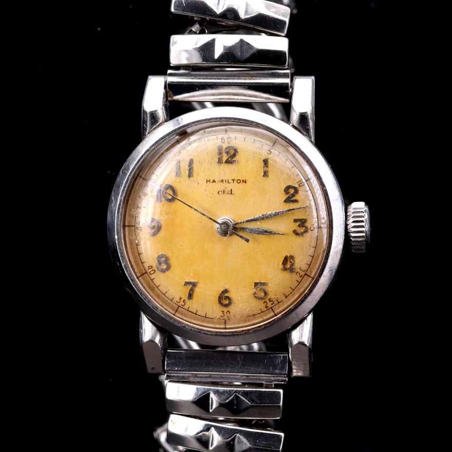 Vintage Hamilton Steeldon CLD Stainless Steel Stem Wind Wristwatch