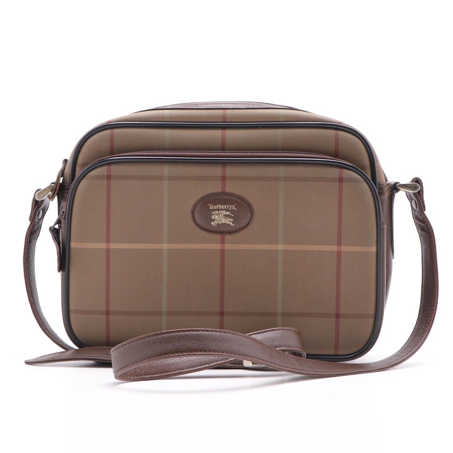 Burberry Tan Plaid Jacquard Camera Bag Crossbody, Vintage