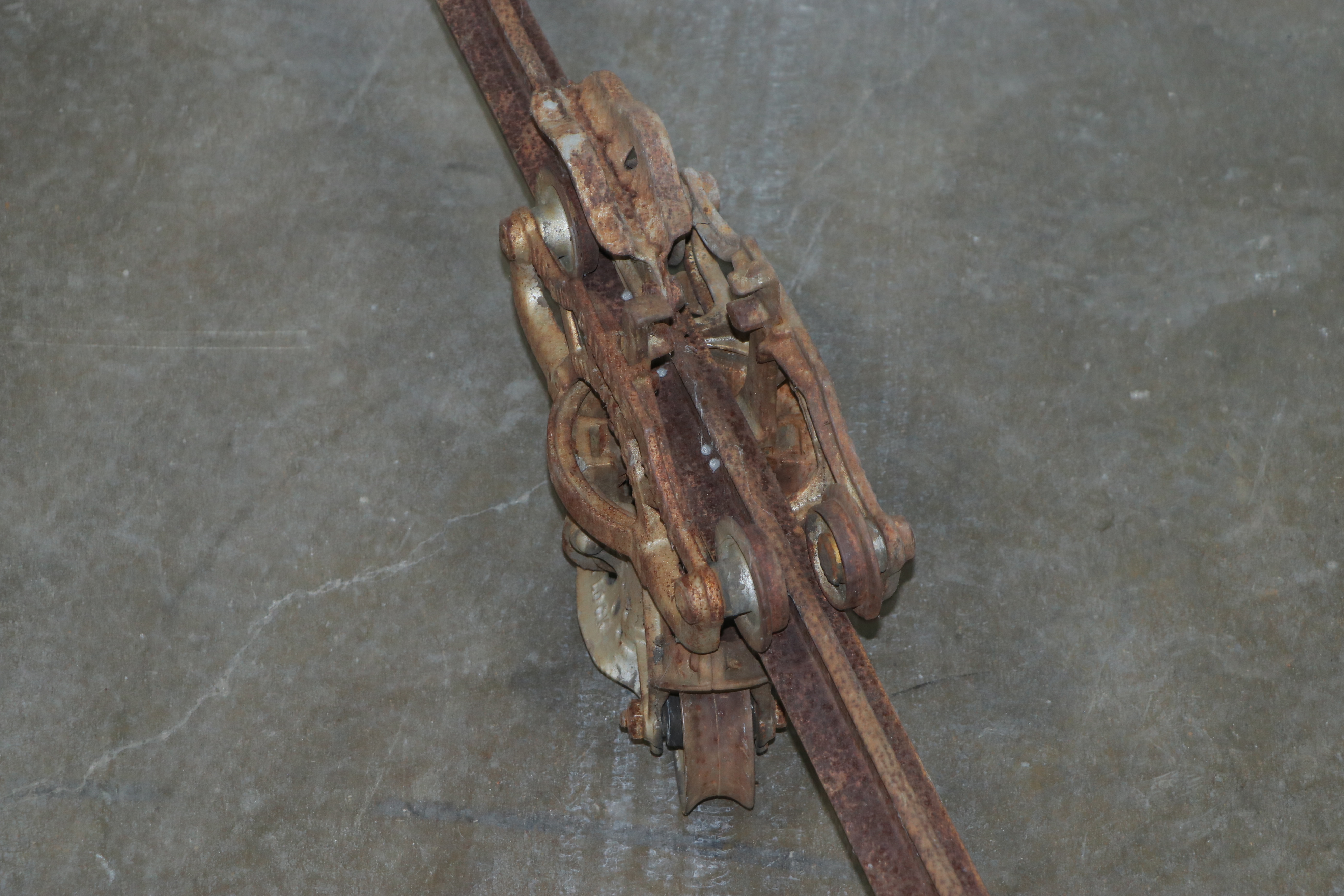 Hay Bale Pulley with Rail, Antique