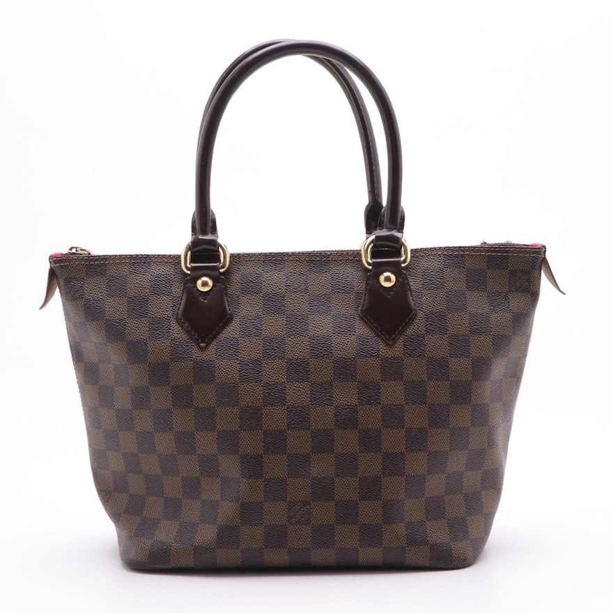 Louis Vuitton Saleya PM Tote in Damier Ebene Coated Canvas and Leather
