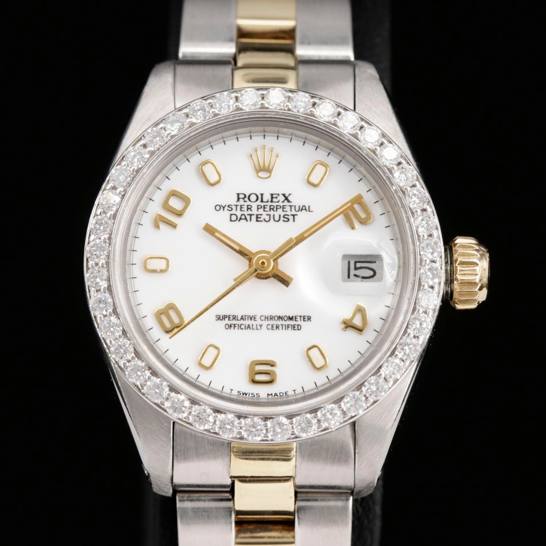 Rolex Datejust Stainless Steel and 14K Gold Watch with Diamond Bezel, 1978