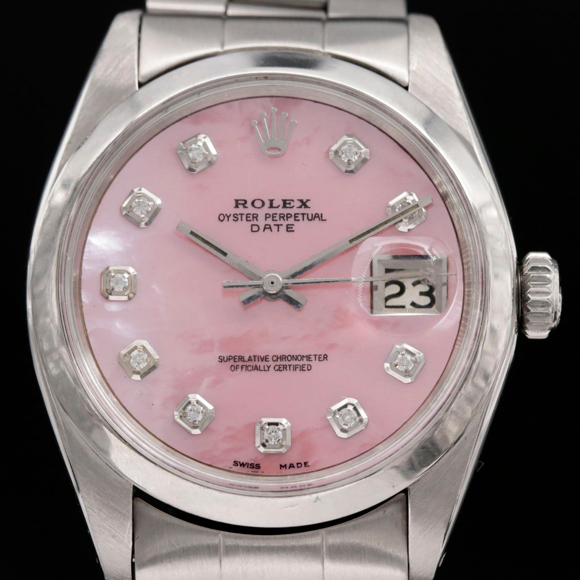 Rolex Datejust Stainless Steel and Diamond Dial Automatic Watch, 1966