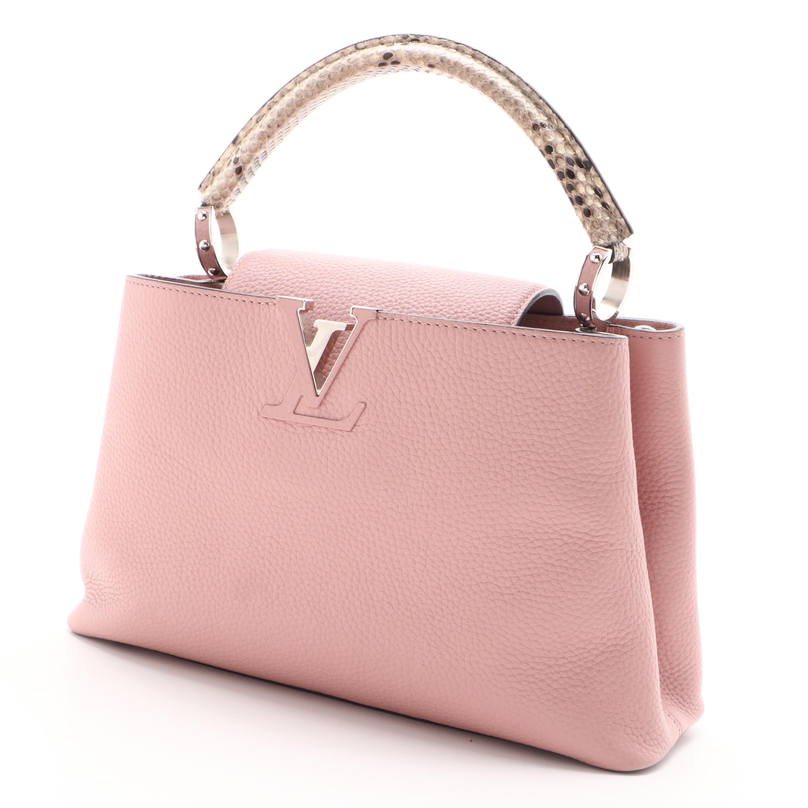 Louis Vuitton Pink Taurillon Leather and Ayers Snakeskin Capucines PM Handbag