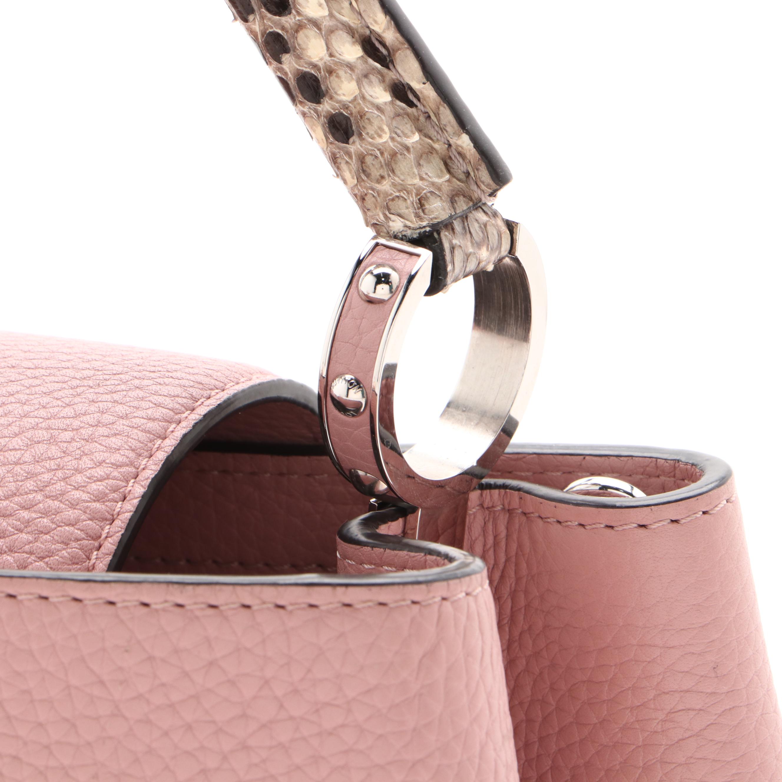 Louis Vuitton Pink Taurillon Leather and Ayers Snakeskin Capucines PM Handbag