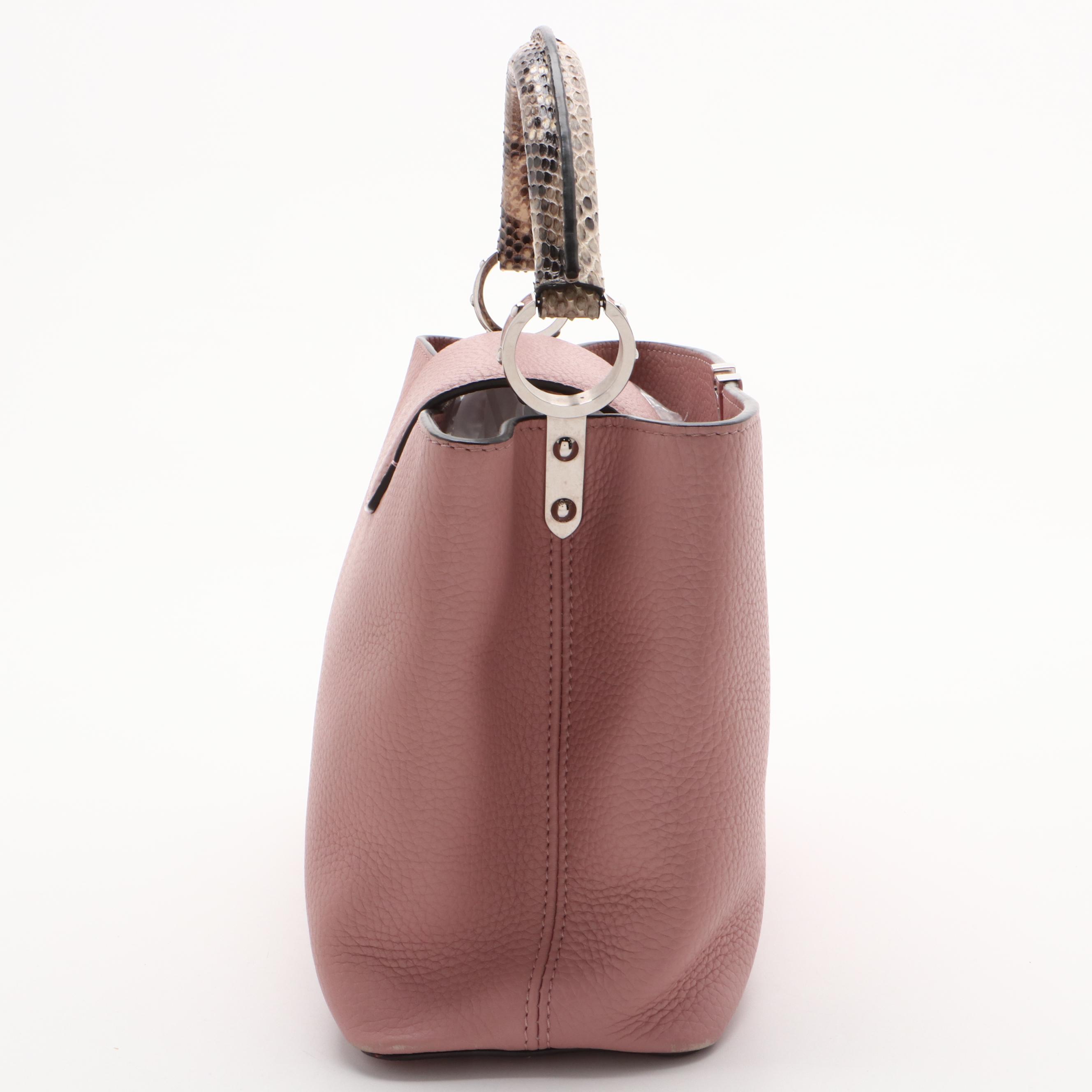 Louis Vuitton Pink Taurillon Leather and Ayers Snakeskin Capucines PM Handbag