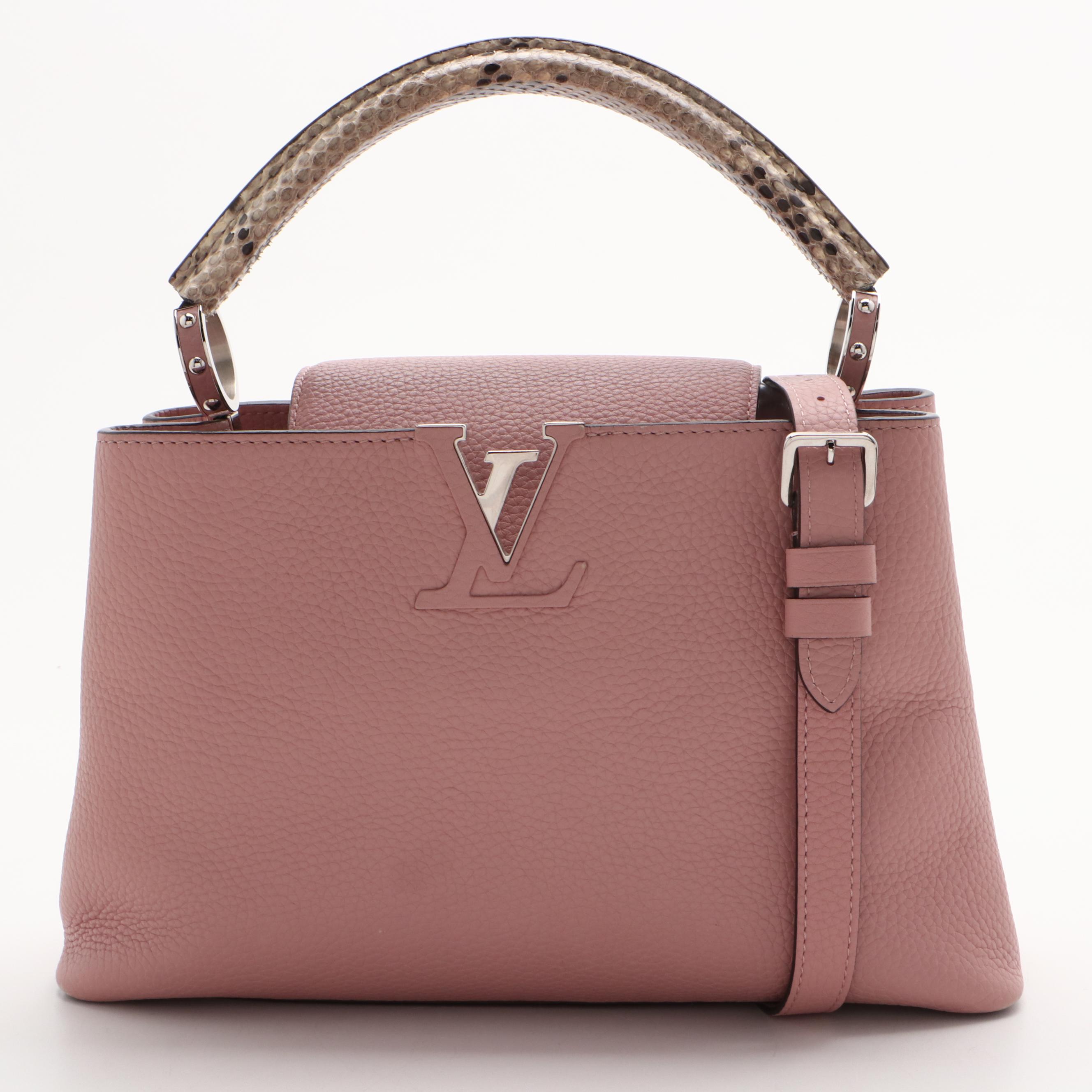 Louis Vuitton Pink Taurillon Leather and Ayers Snakeskin Capucines PM Handbag