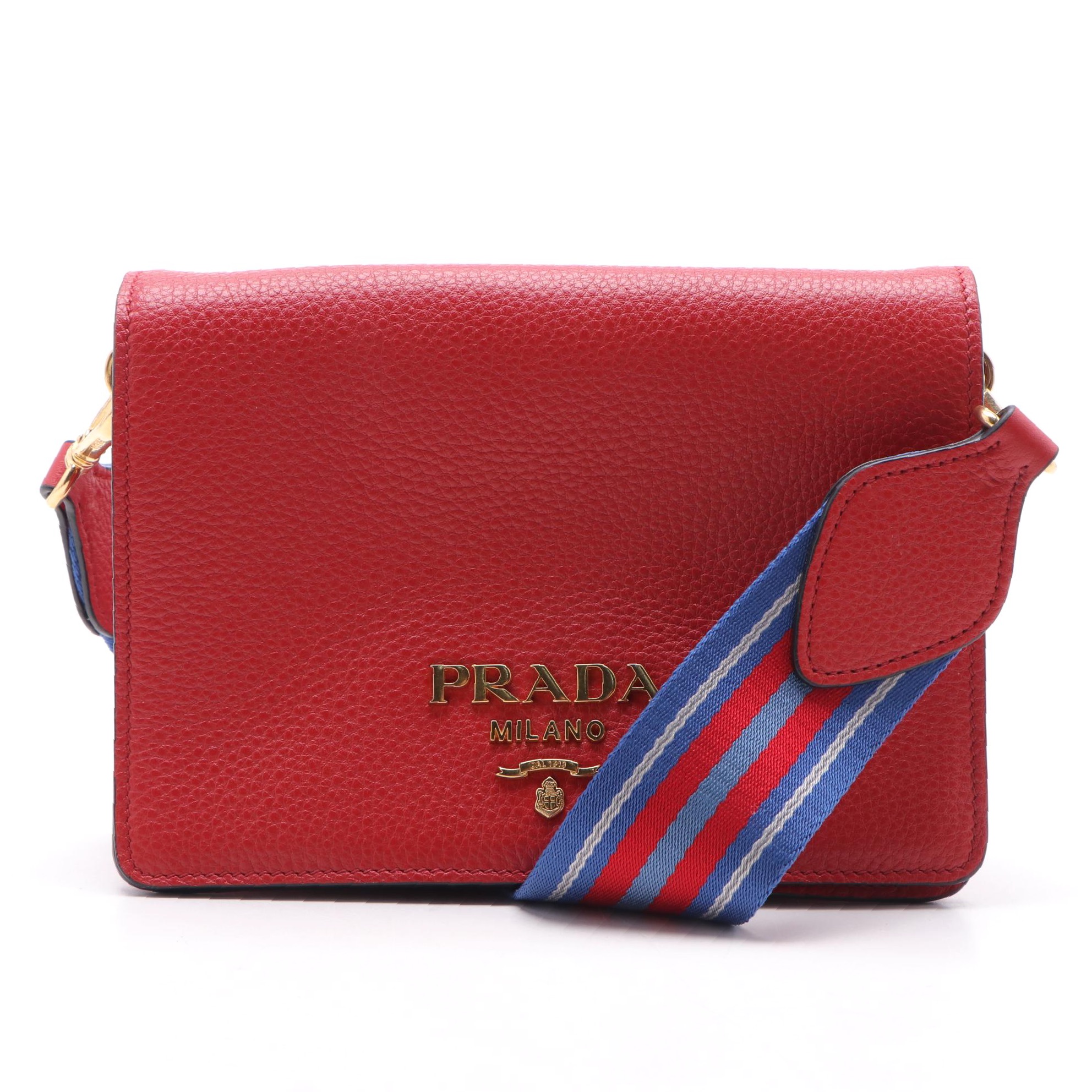 Prada Crossbody Bag in Red Vitello Daino Leather