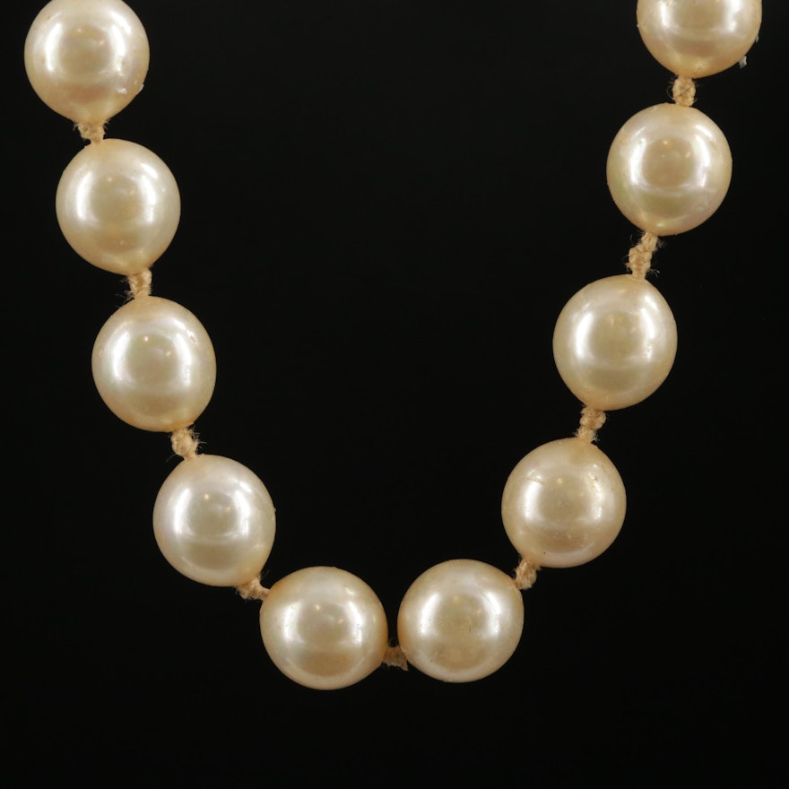 Hand Knotted Imitation Pearl Strand Necklace