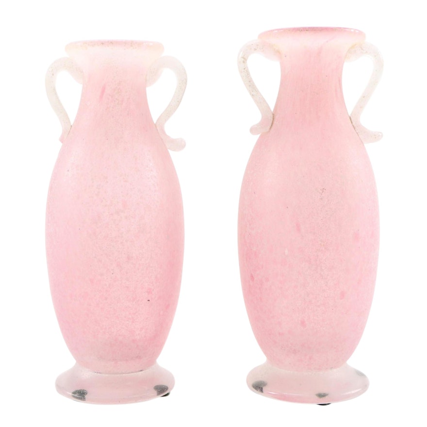 Zeta Mottled Murano Art Glass Amphora Vases