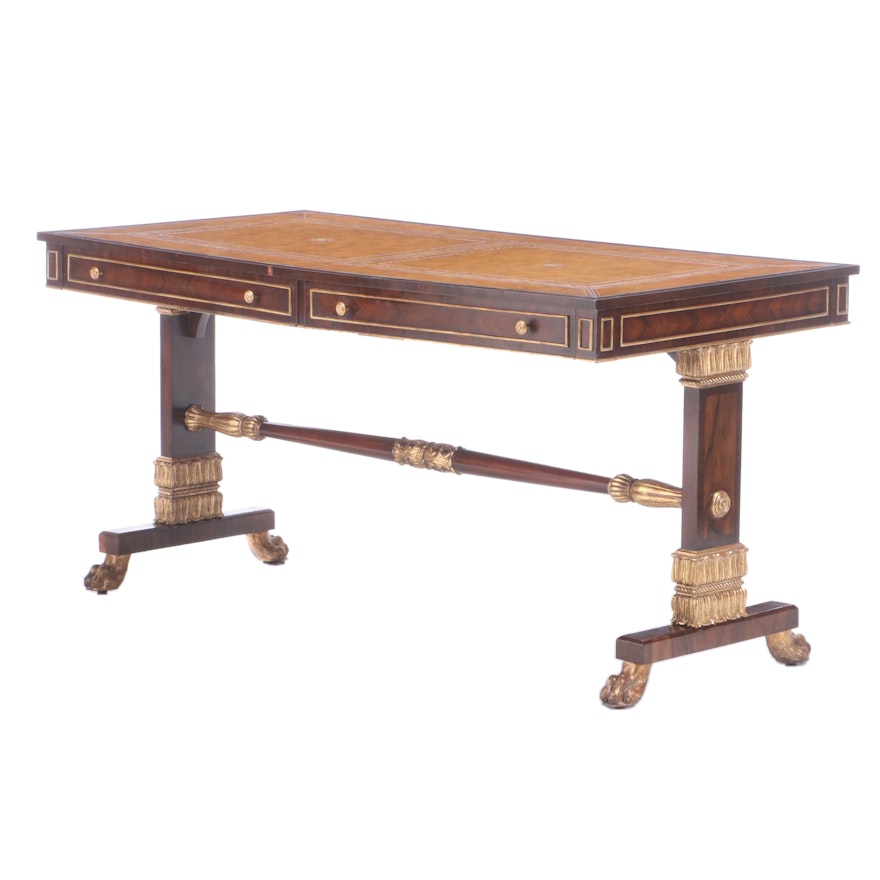 Maitland-Smith Regency Style Rosewood and Parcel-Gilt Library Table