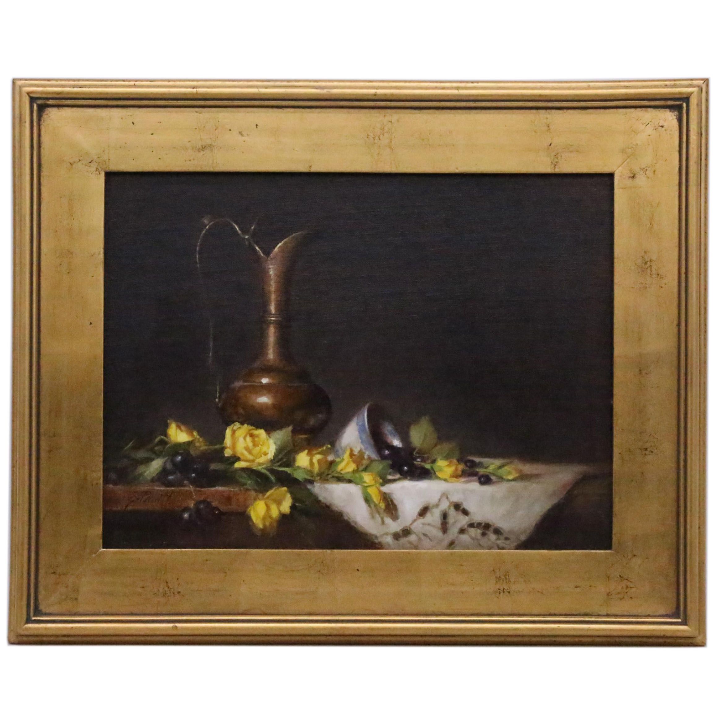 Elizabeth Robbins Oil Painting "Turkish Pitcher with Yellow Roses", 2006