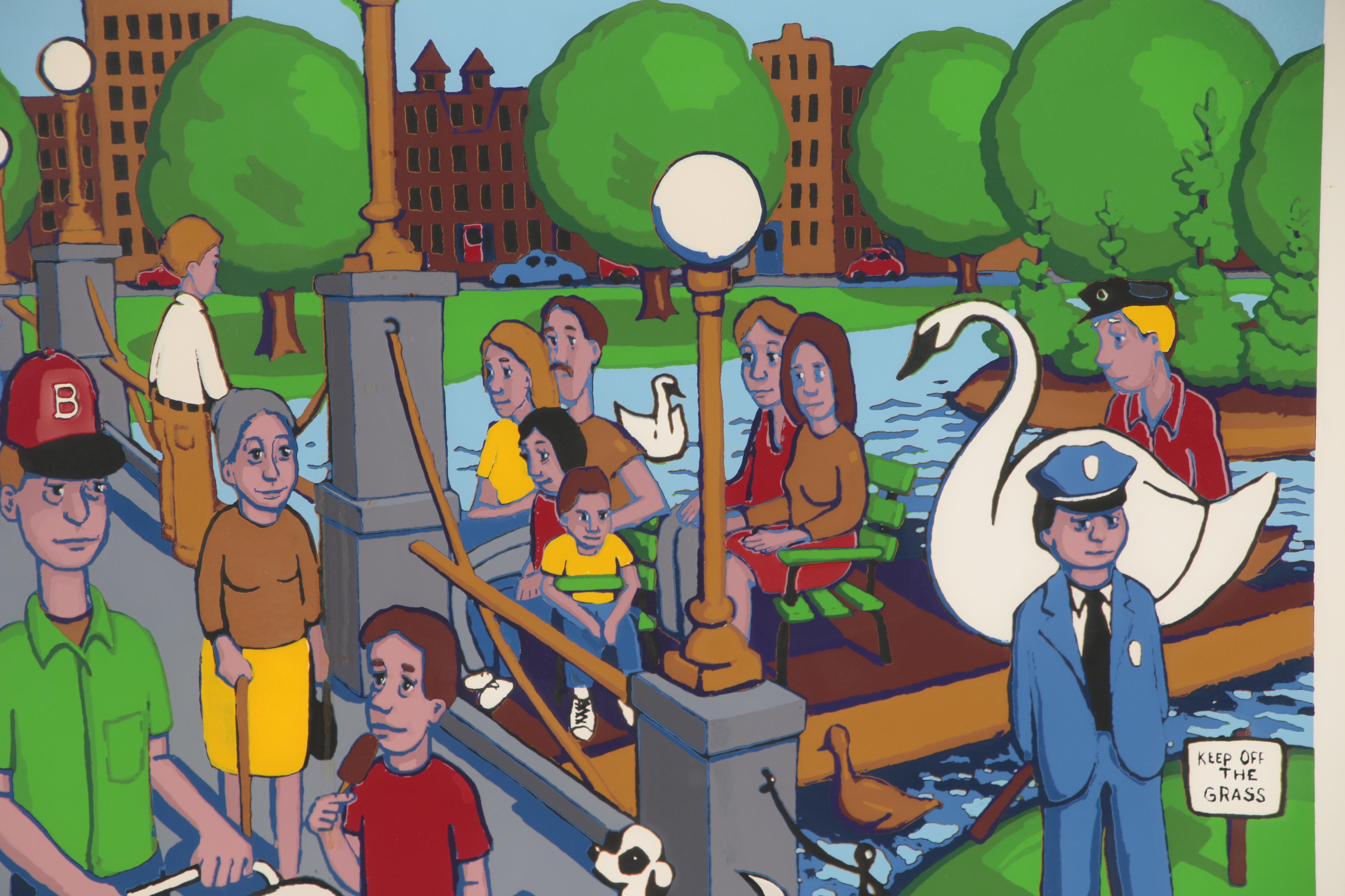 Robert Shillady Serigraph "Swan Boats at Boston Gardens"