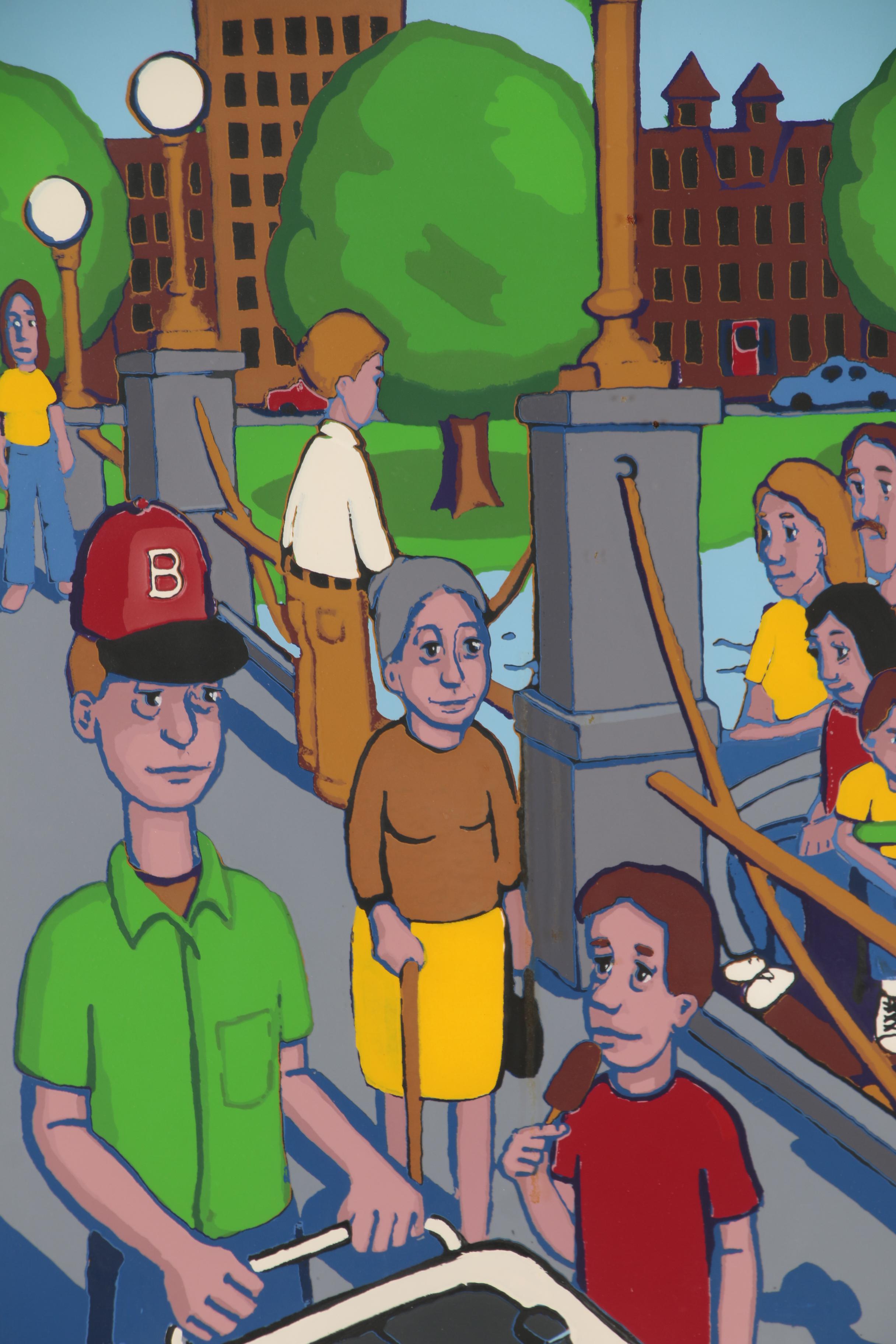 Robert Shillady Serigraph "Swan Boats at Boston Gardens"