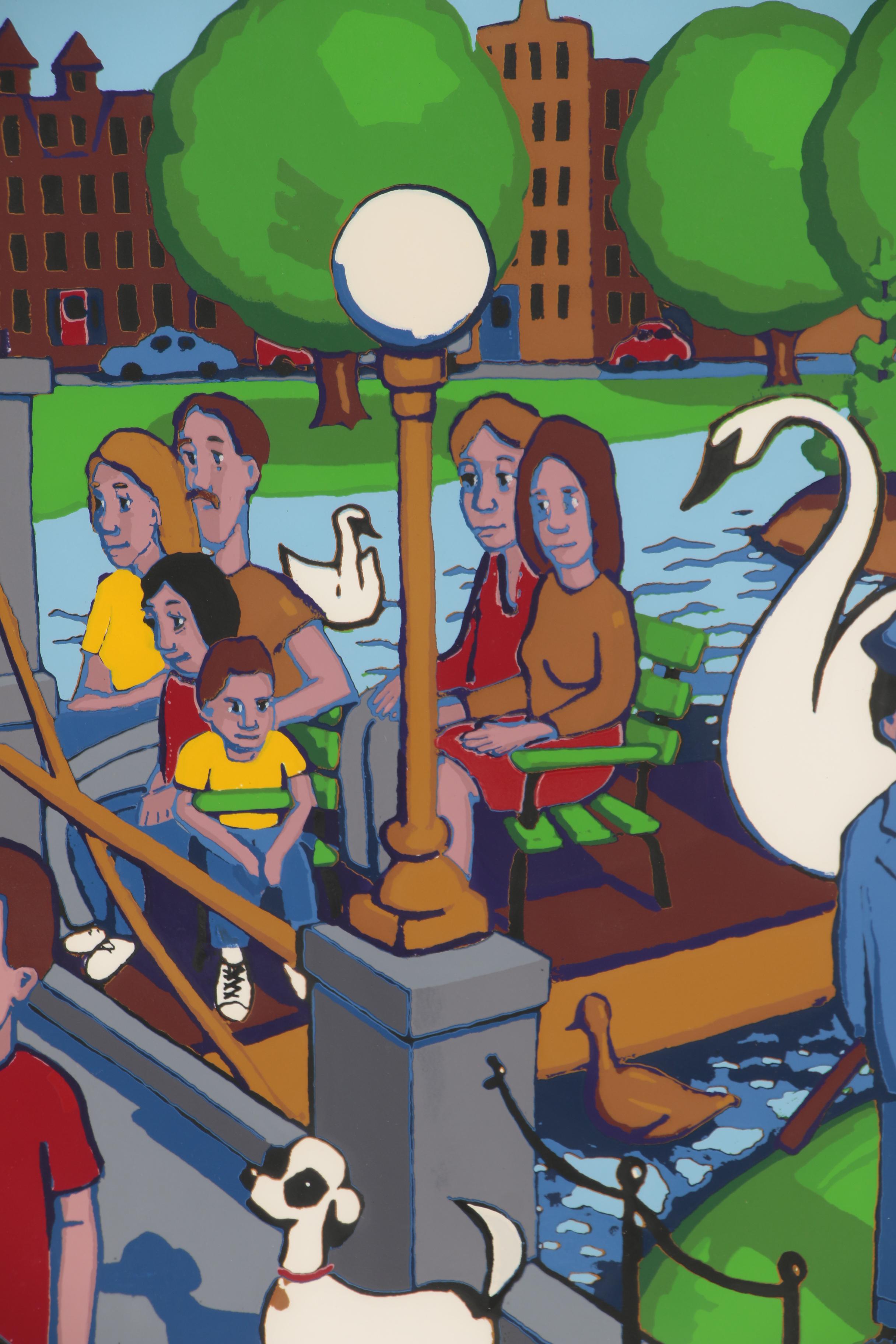 Robert Shillady Serigraph "Swan Boats at Boston Gardens"