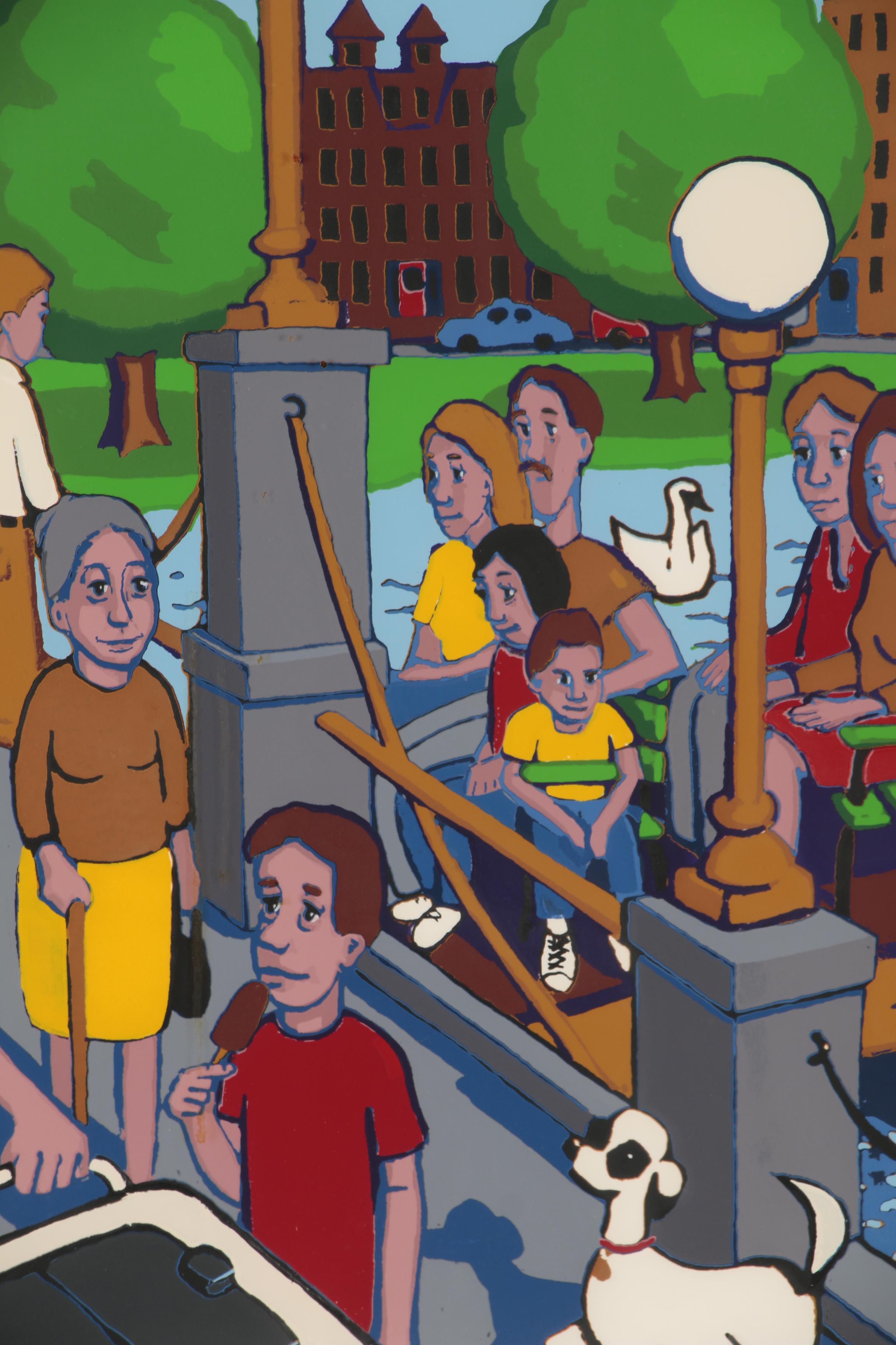 Robert Shillady Serigraph "Swan Boats at Boston Gardens"