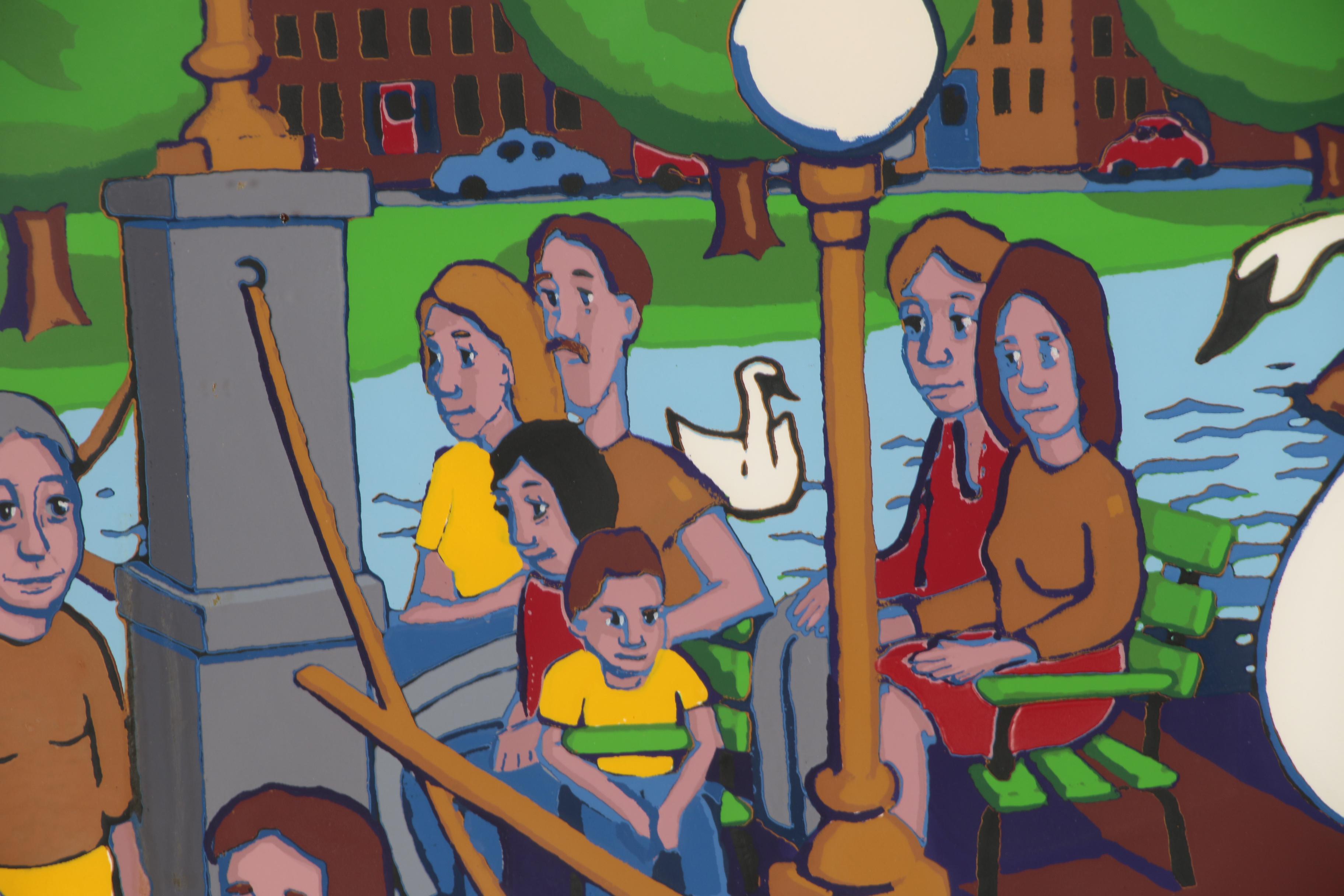 Robert Shillady Serigraph "Swan Boats at Boston Gardens"