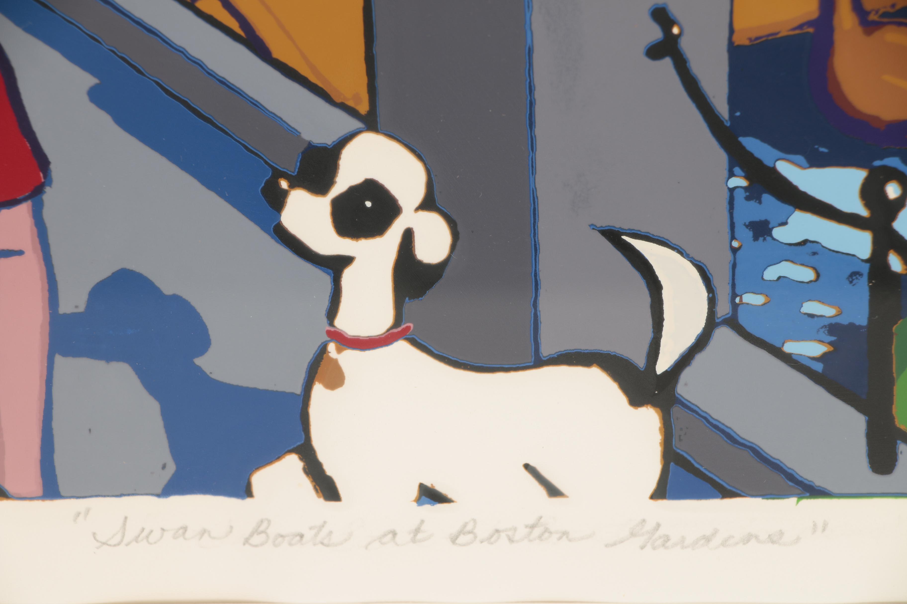 Robert Shillady Serigraph "Swan Boats at Boston Gardens"