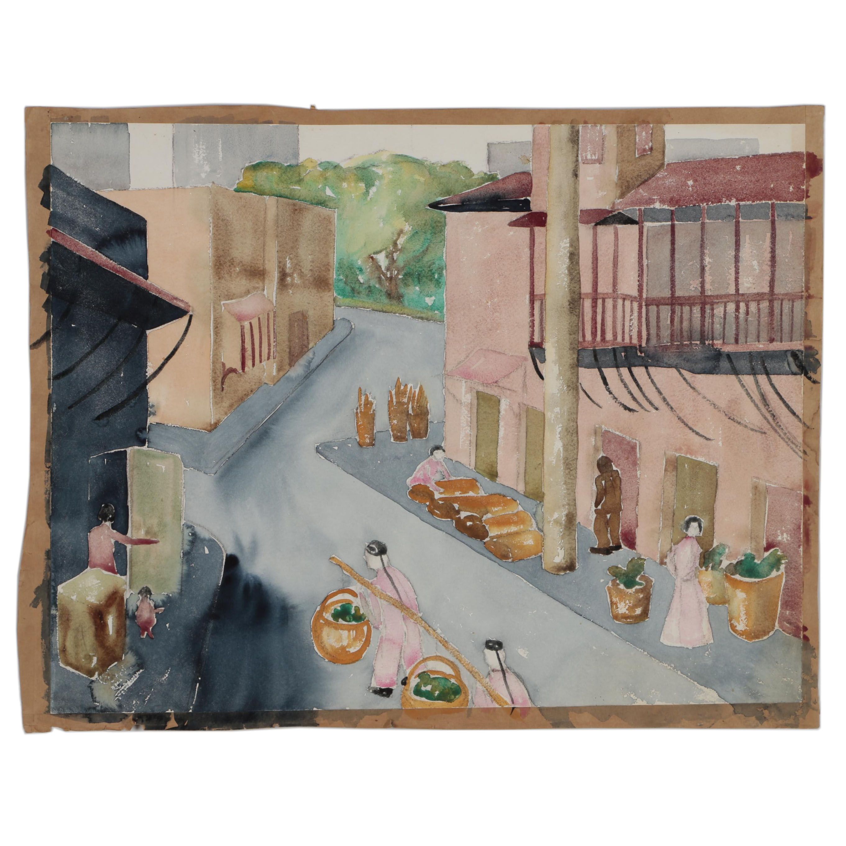 Ruth Ann Younglove Street Scene Watercolor Painting