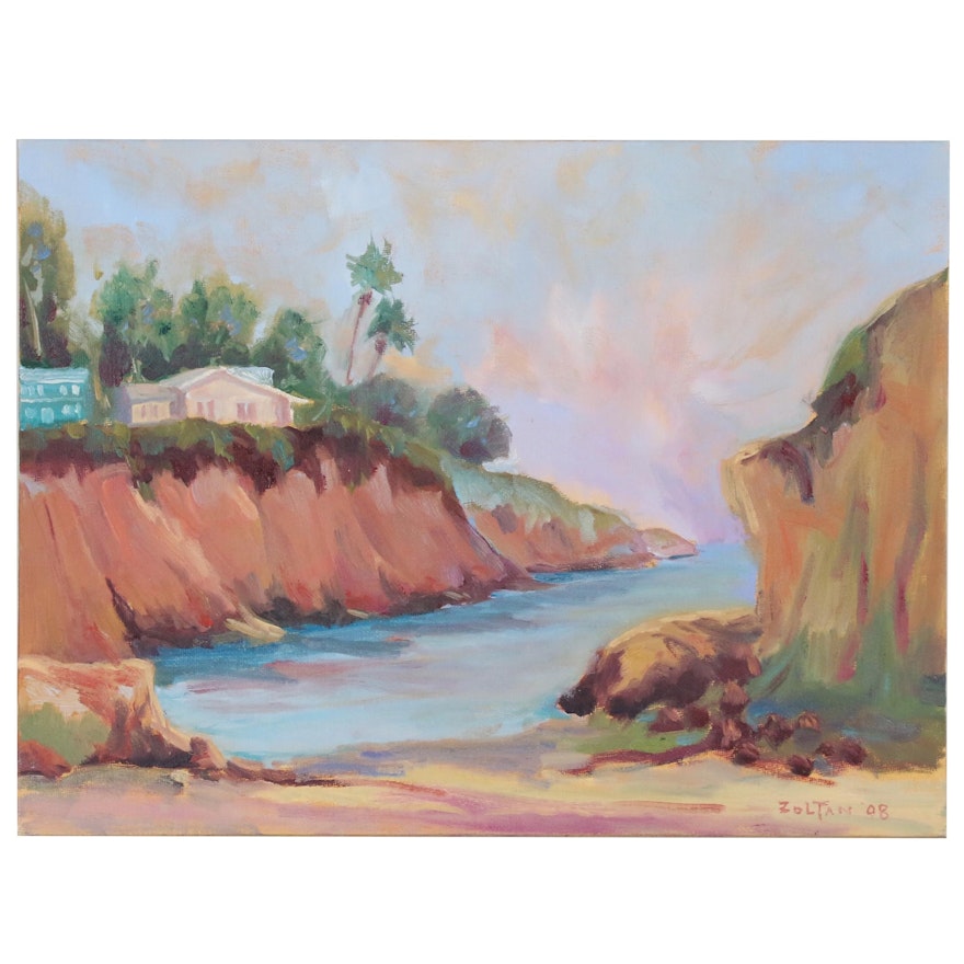 Charles "Chuck" Zoltan California Coastal Landscape Oil Painting, 2008