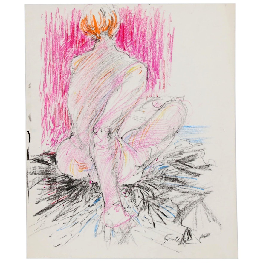 Hendrik Grise Oil Pastel Nude Figure Drawing