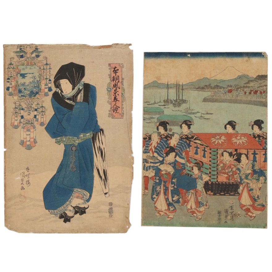 Utagawa Kunisada Ukiyo-e Woodblocks, Mid 19th Century