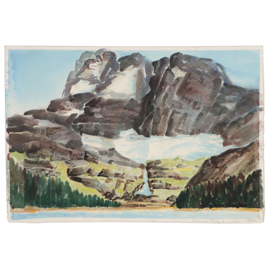 Ruth Ann Younglove Landscape Watercolor "Cameron Peak & Lake - Waterton"