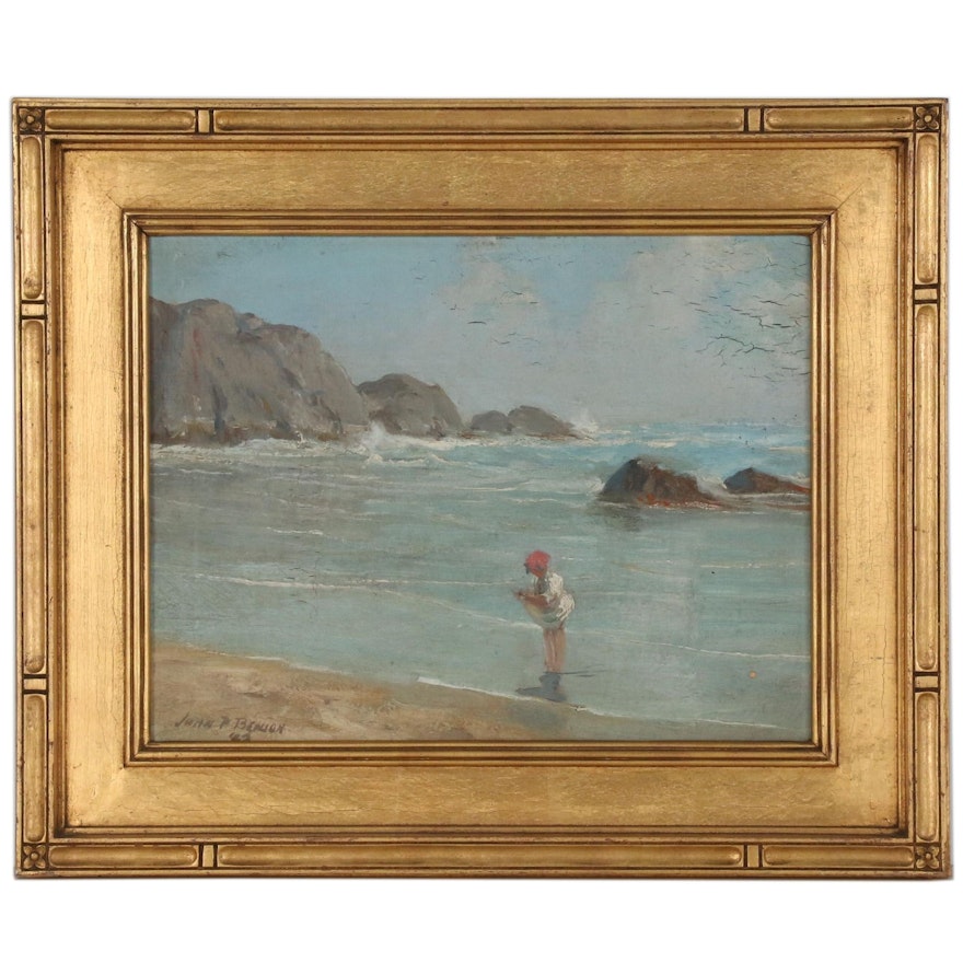 John Prentiss Benson Beachside Oil Painting, 1923