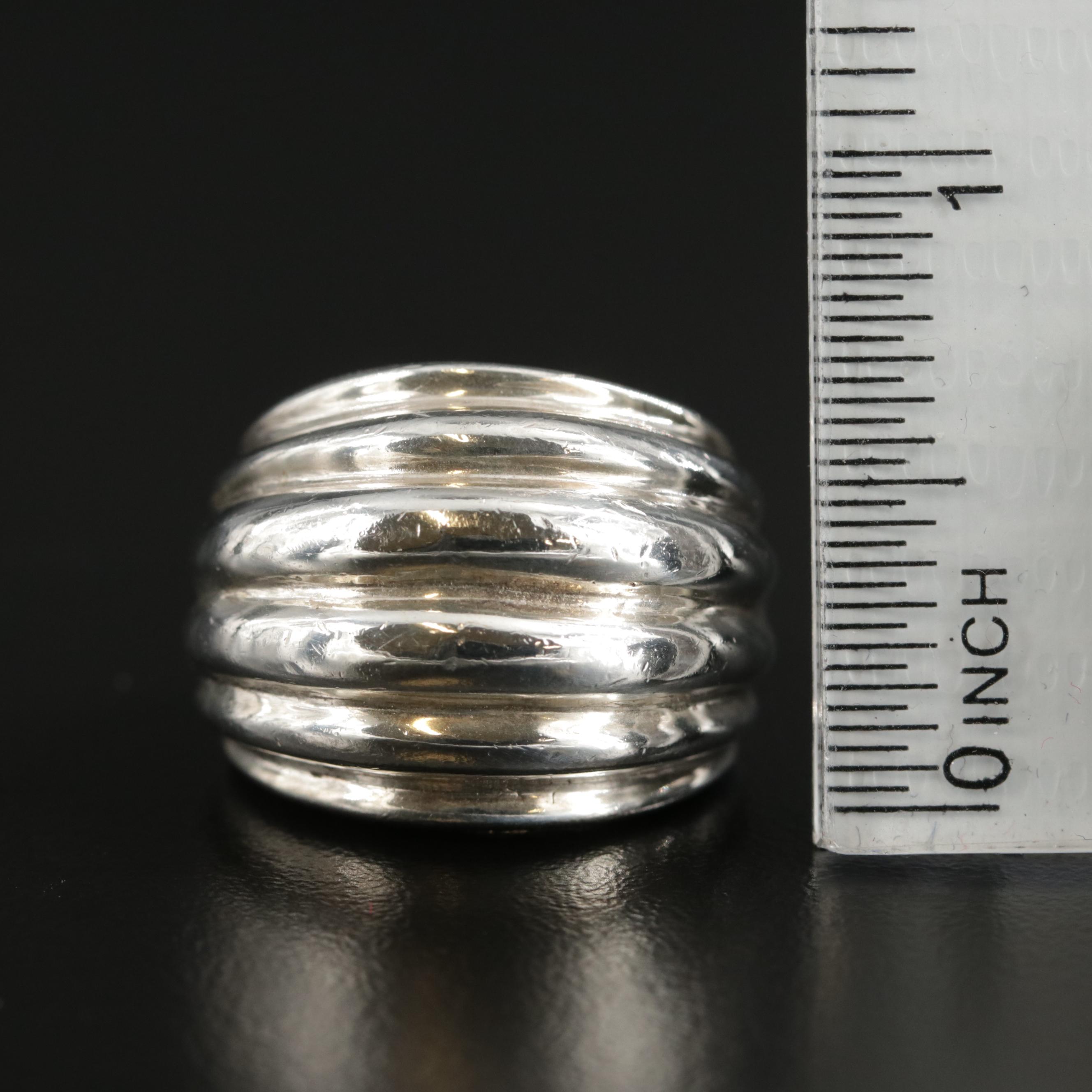 Sterling Silver Rings Including Dome and Ribbed Rings