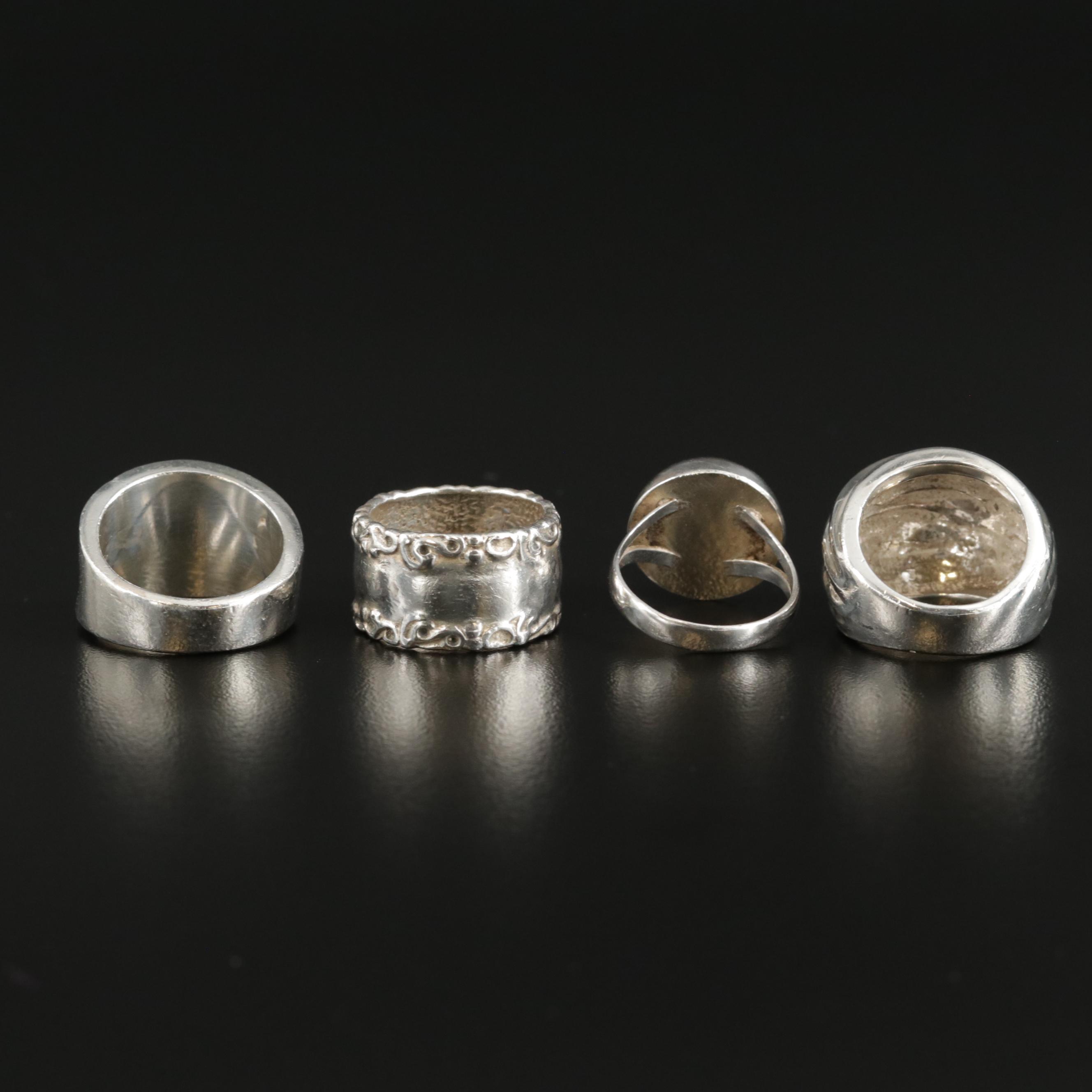 Sterling Silver Rings Including Dome and Ribbed Rings