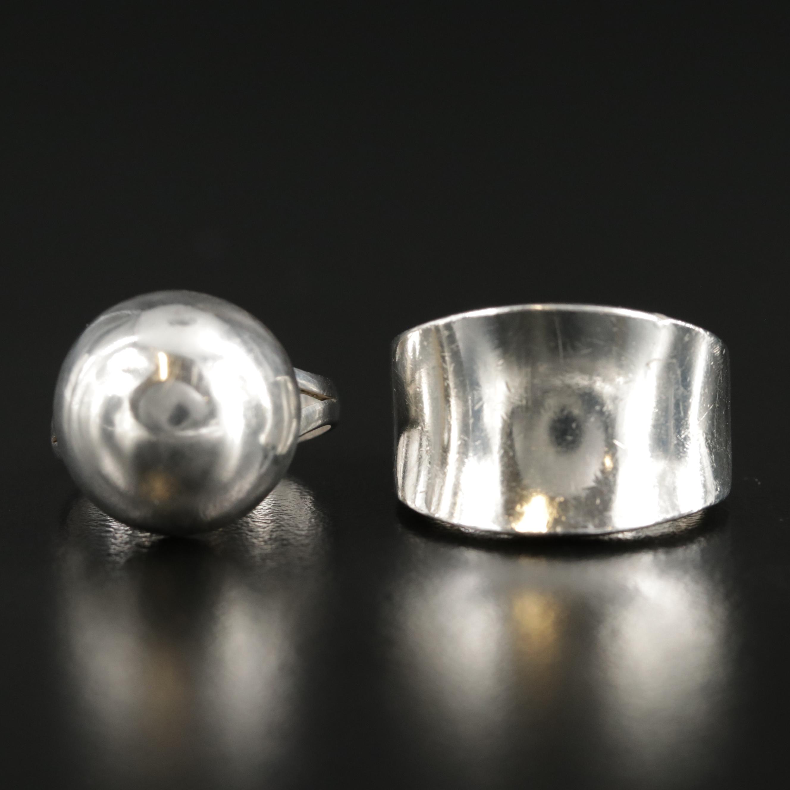 Sterling Silver Rings Including Dome and Ribbed Rings
