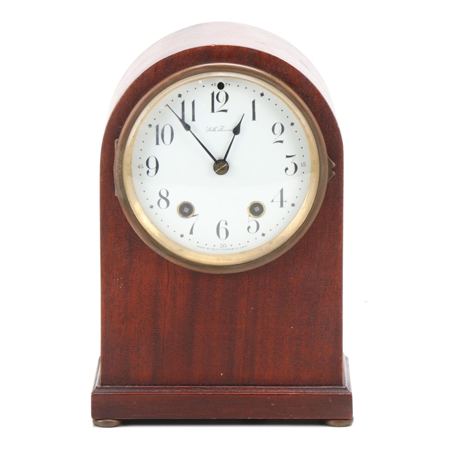 Seth Thomas Rounded Mahogany Beehive Mantel Clock