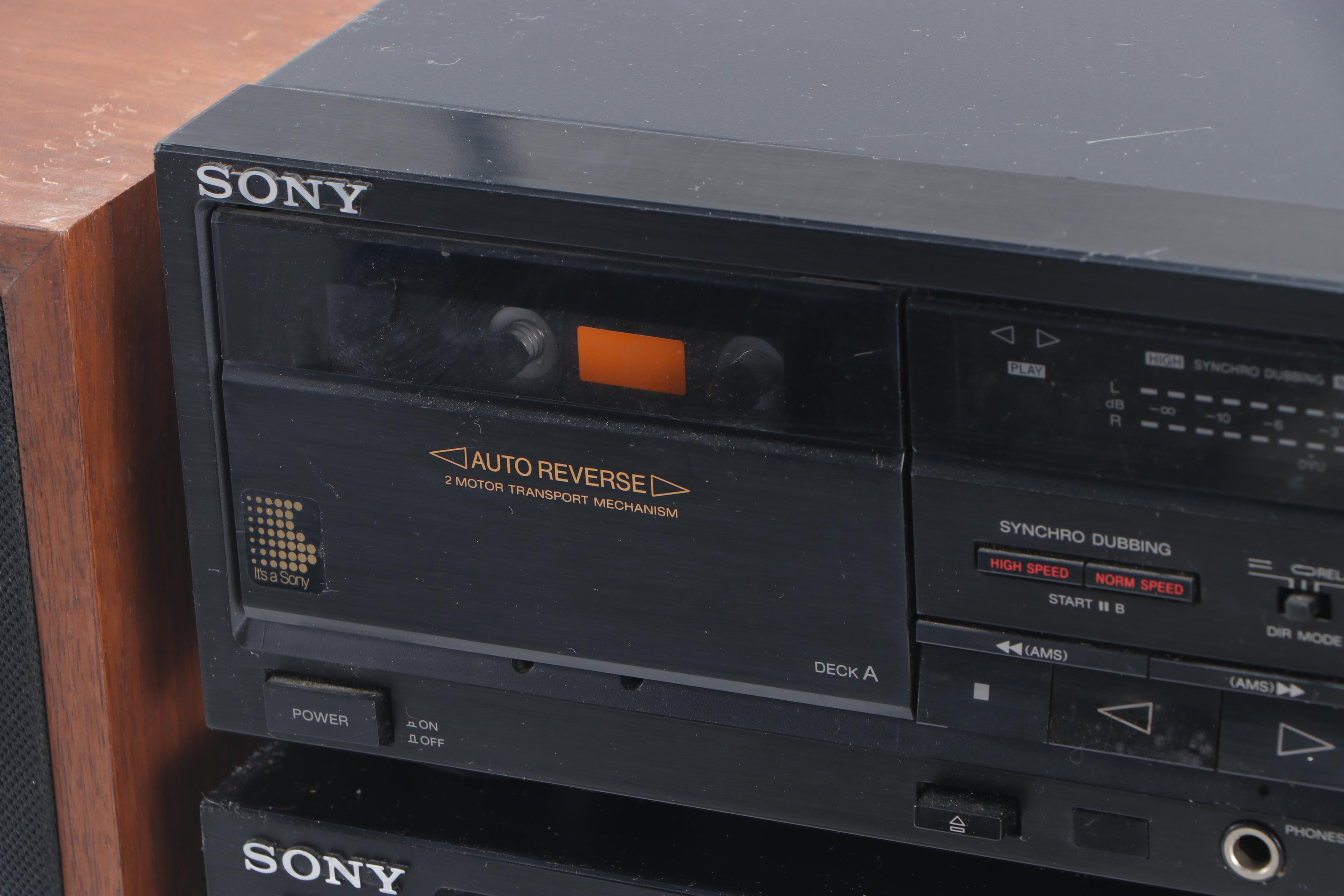 Sony Receiver, Cassette Deck and Disc Player with Speakers