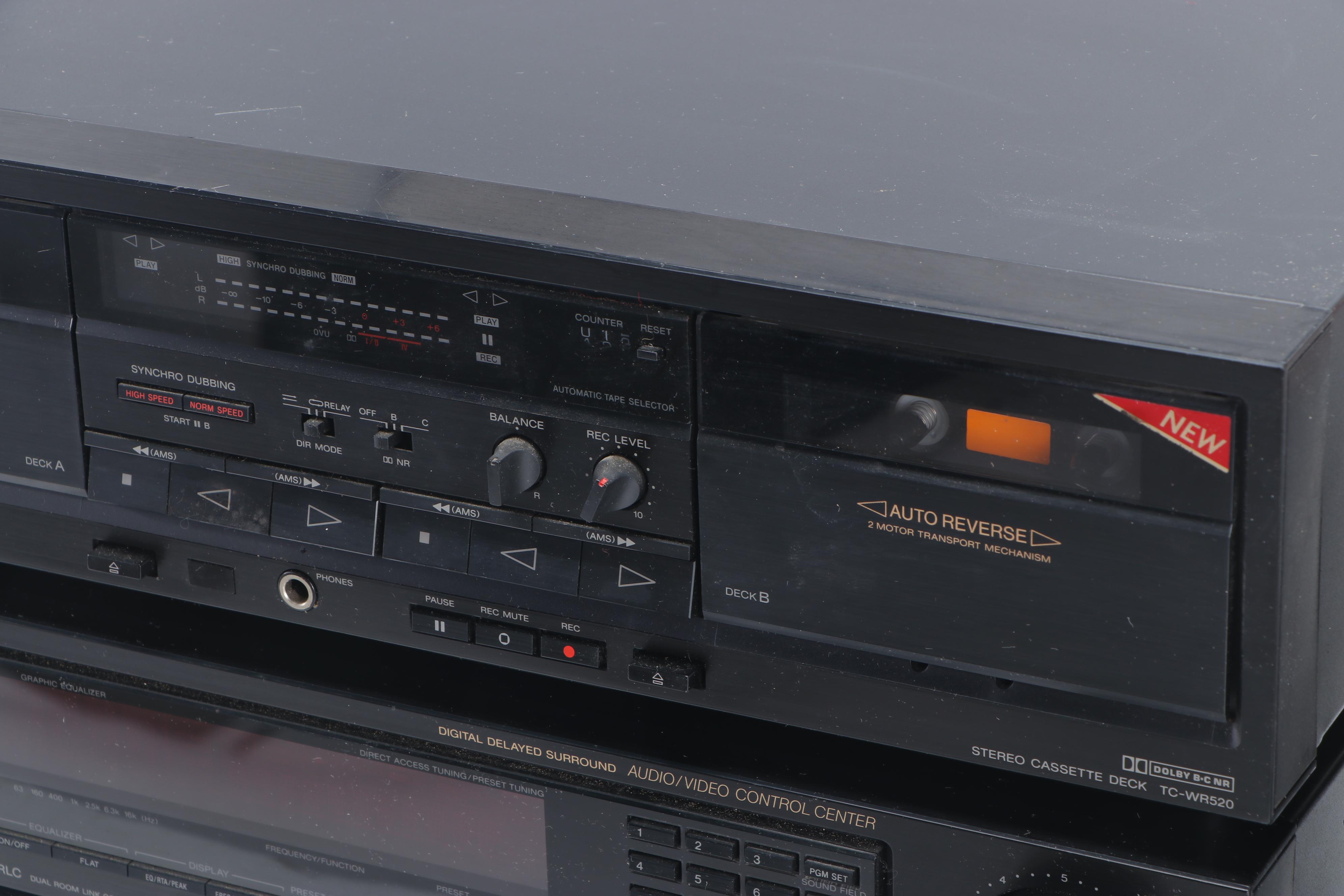 Sony Receiver, Cassette Deck and Disc Player with Speakers