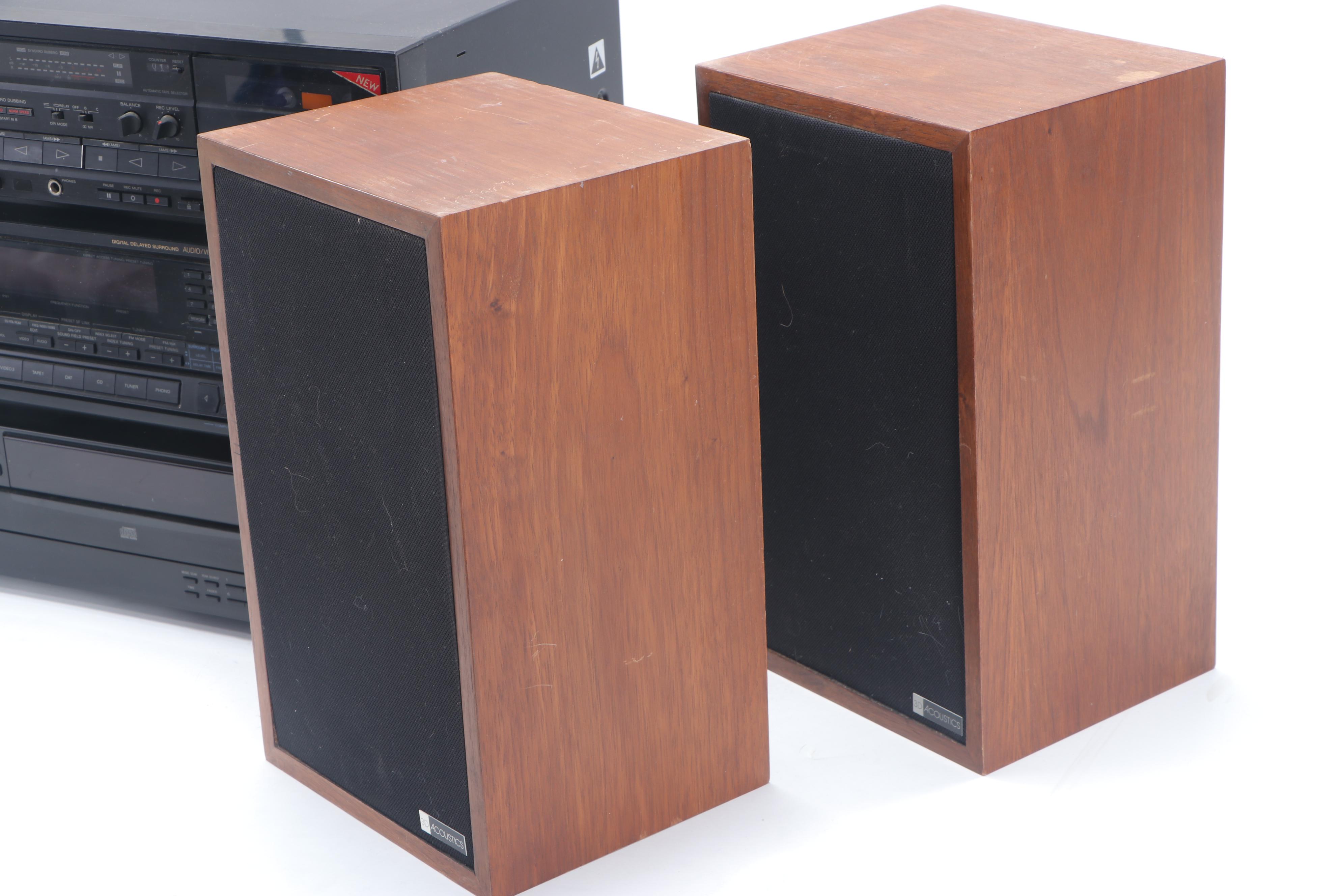 Sony Receiver, Cassette Deck and Disc Player with Speakers