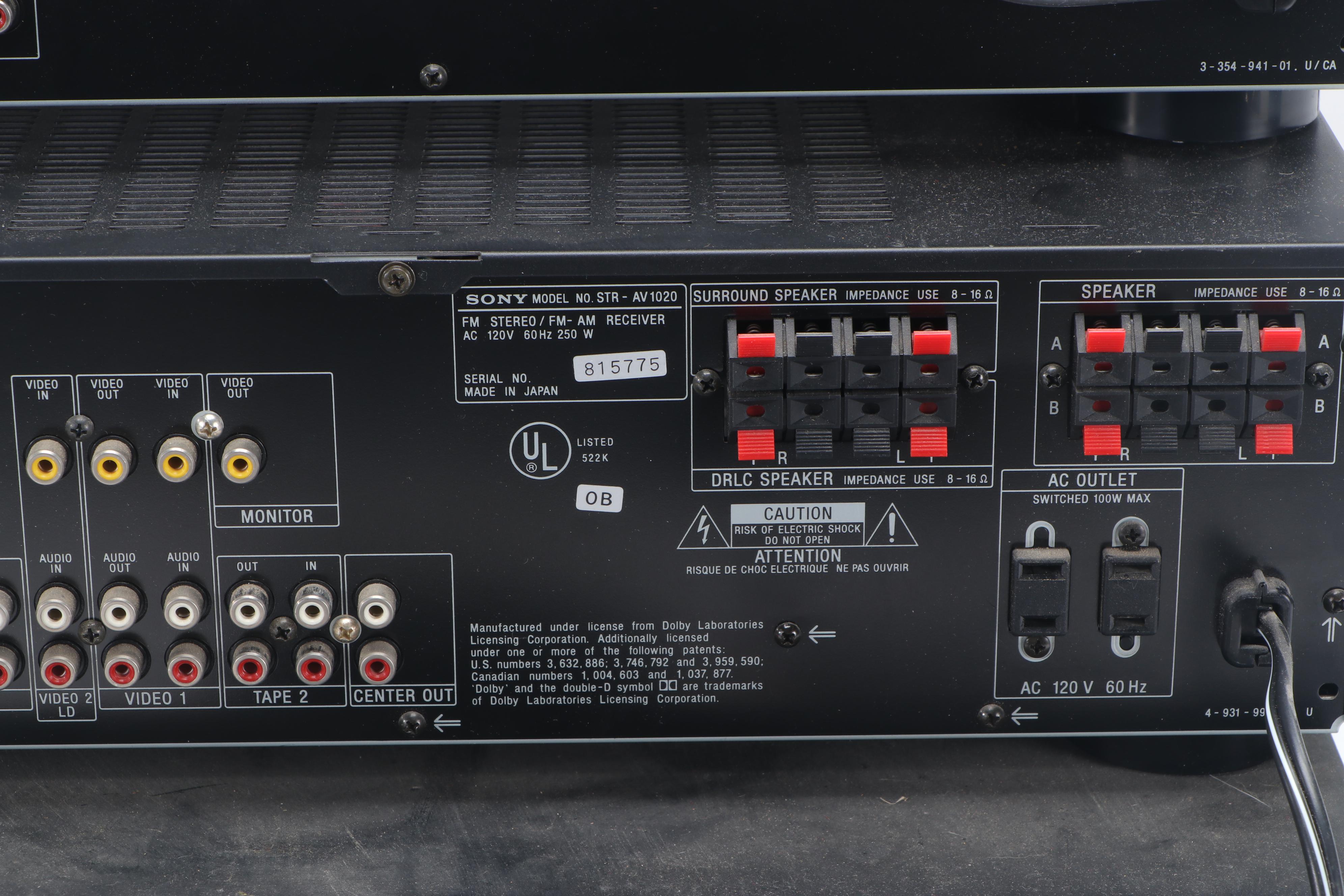 Sony Receiver, Cassette Deck and Disc Player with Speakers