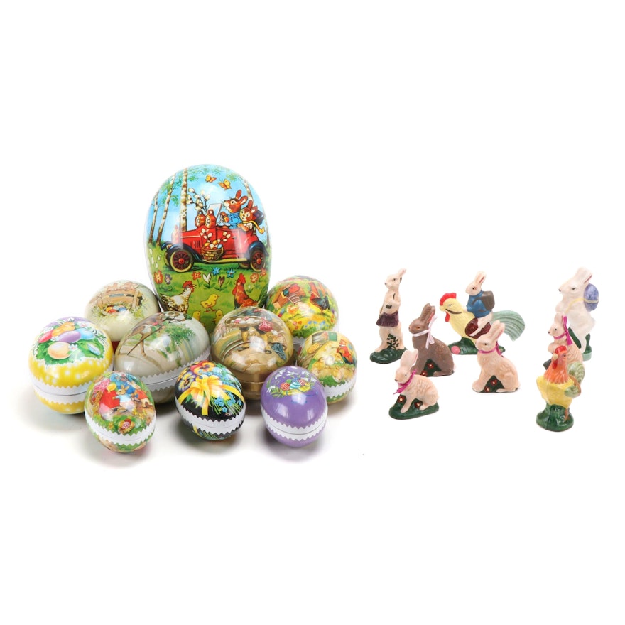 Echt Erzgebirge German Nesting Eggs and Betty's Bunnies Handmade Figurines