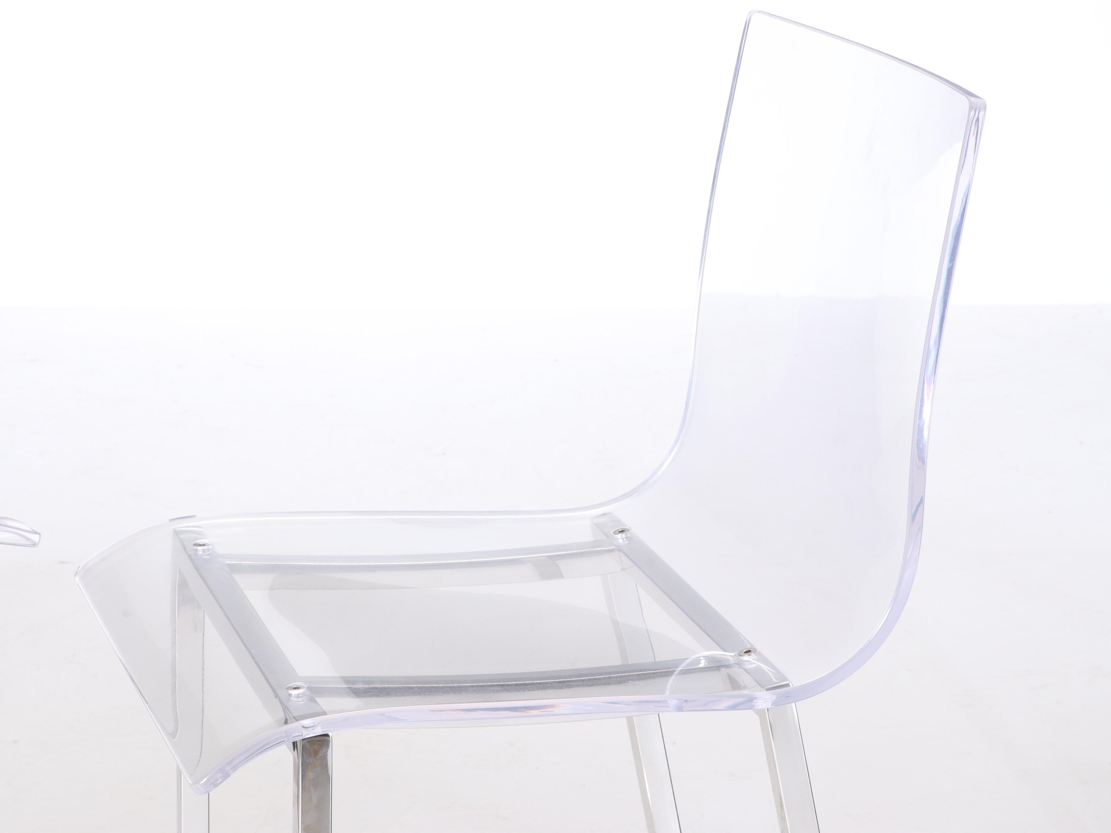 Contemporary Modern Acrylic and Chrome Counter Height Chairs