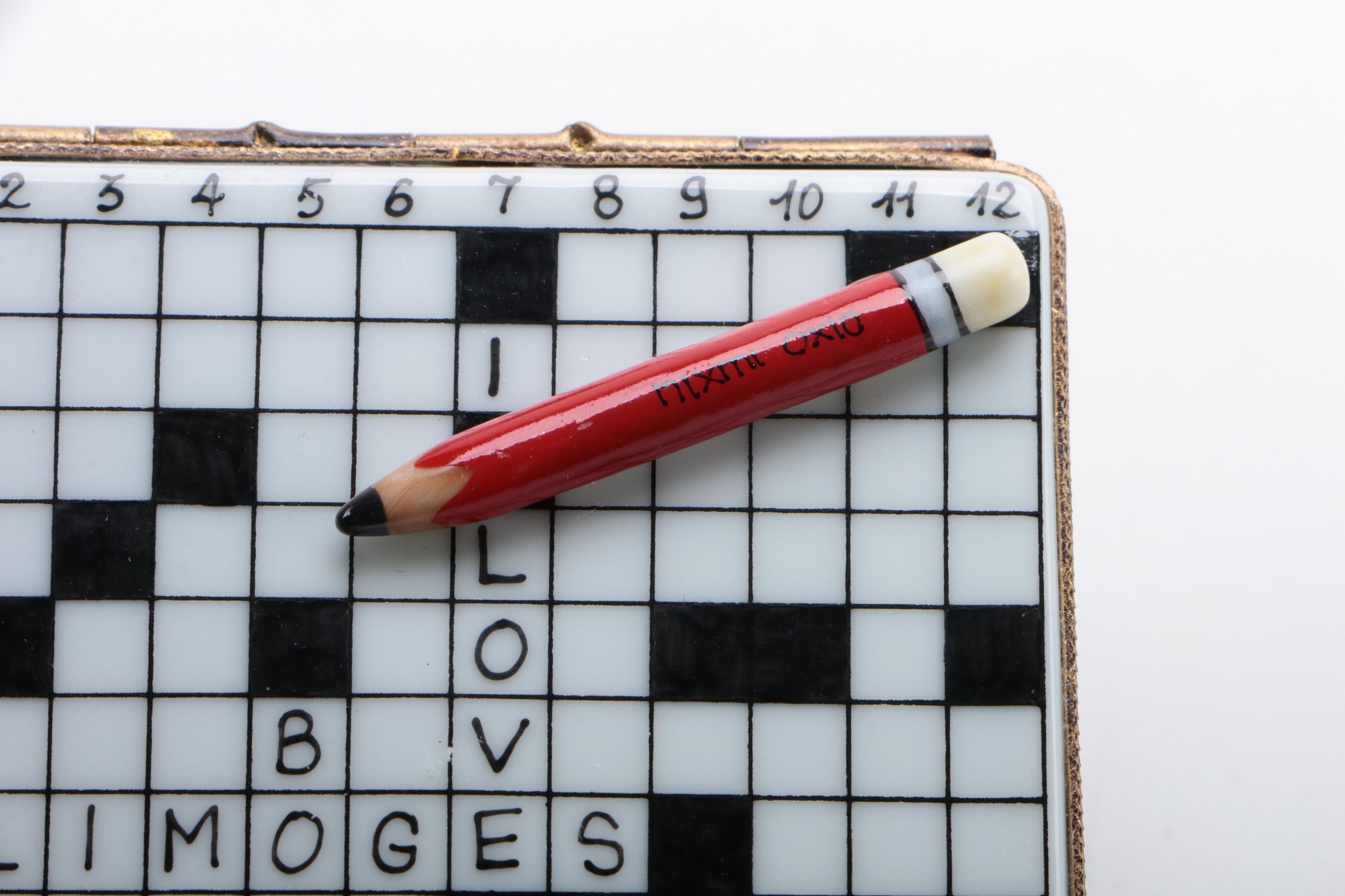 La Gloriette HandPainted Porcelain Crossword Puzzle Limoges Box EBTH