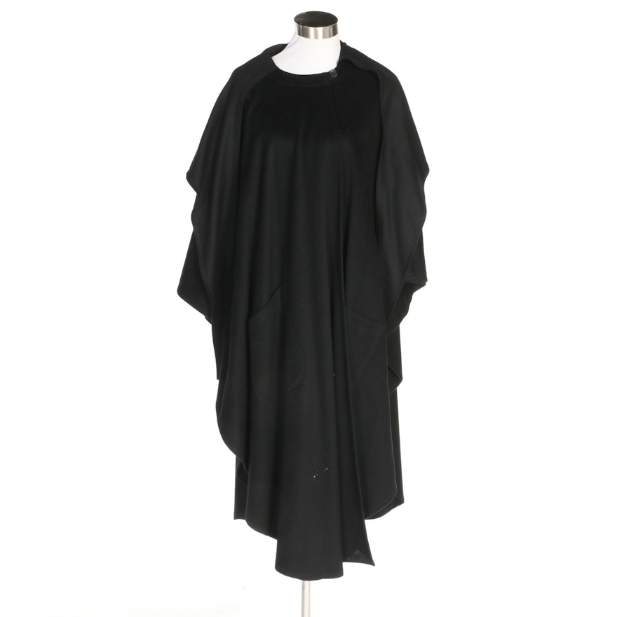 Hourihan by Jimmy Hourihan of Dublin Black Wool and Cashmere Blend Cape, Vintage