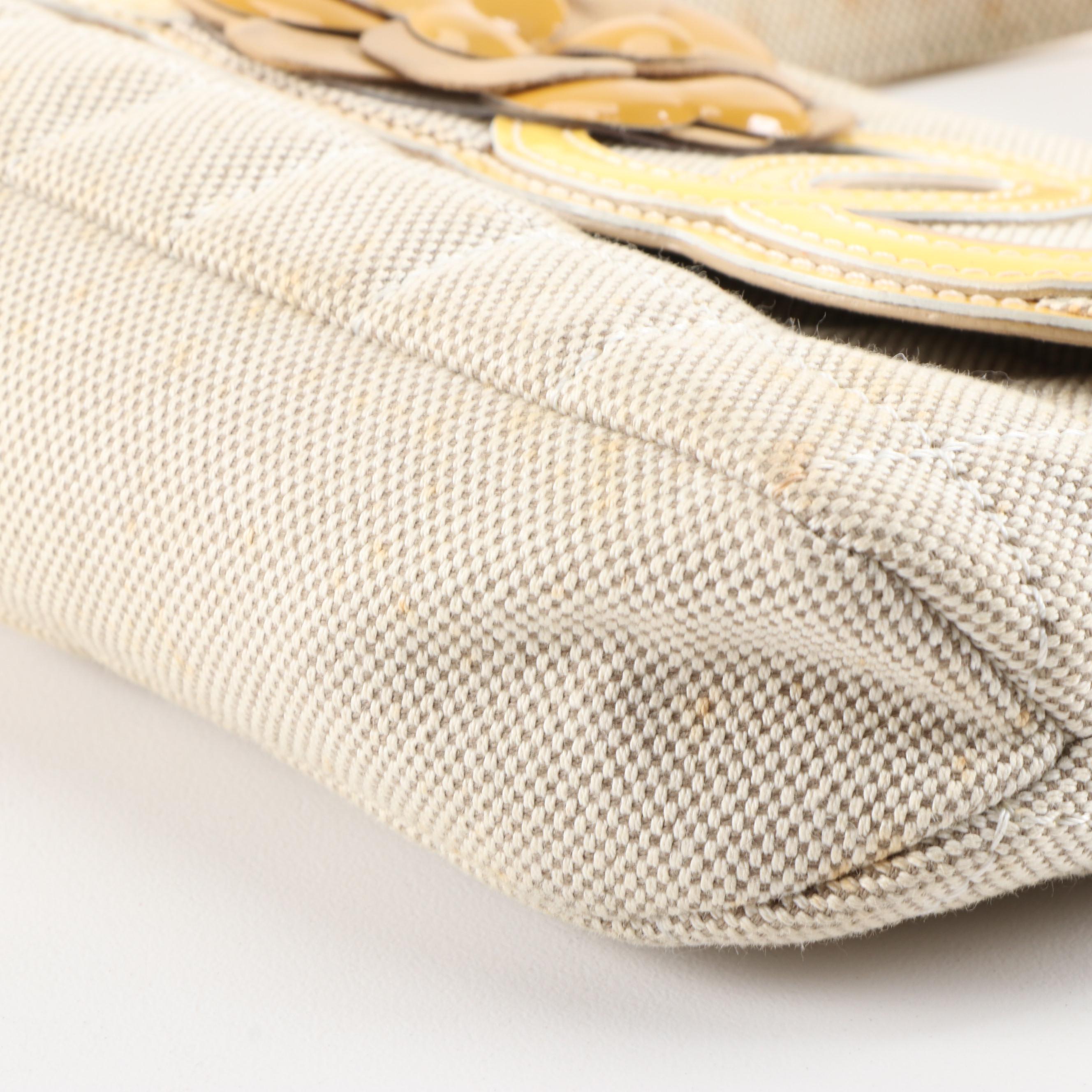 Chanel No. 5 Camellia Canvas and Patent Leather Front Flap Bag