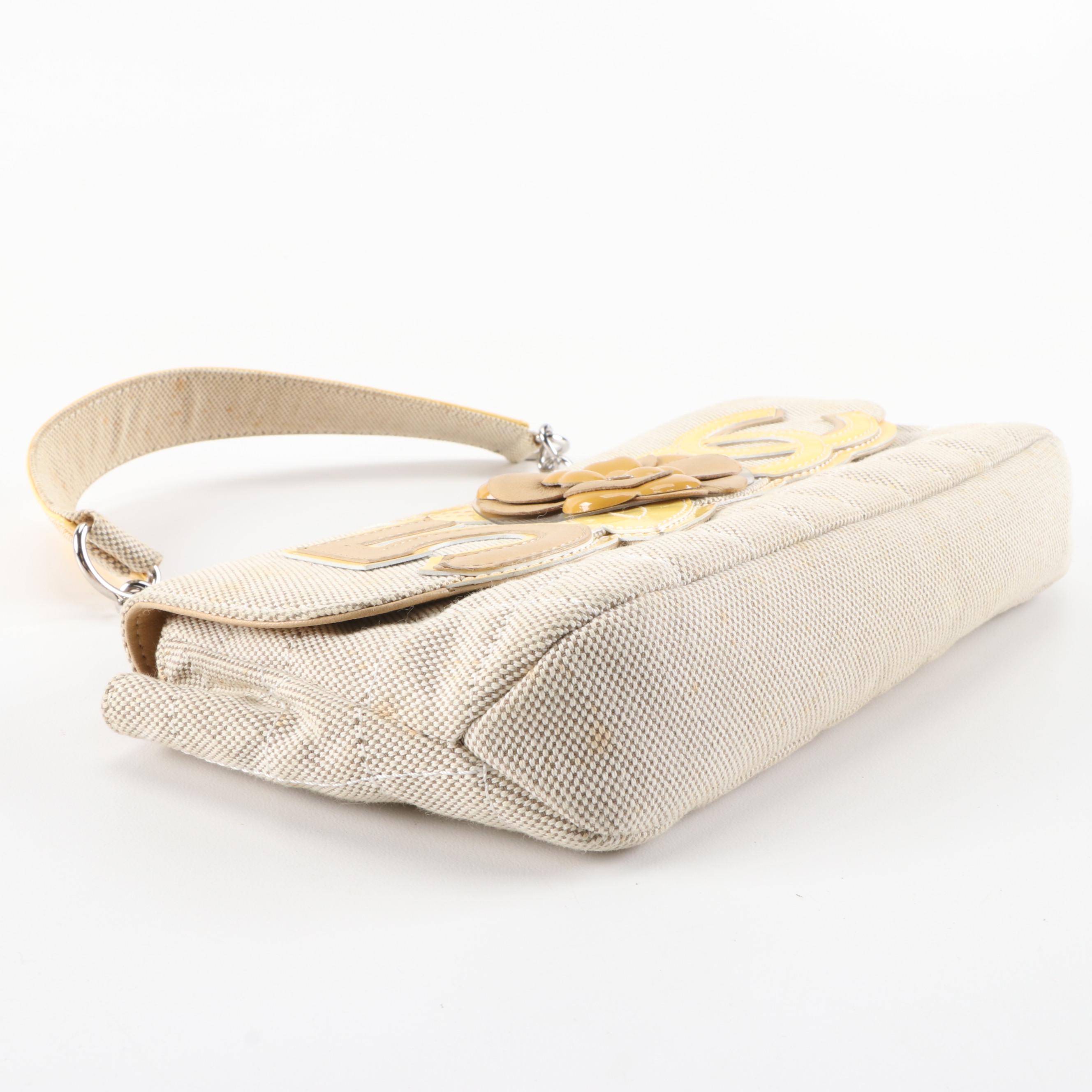 Chanel No. 5 Camellia Canvas and Patent Leather Front Flap Bag