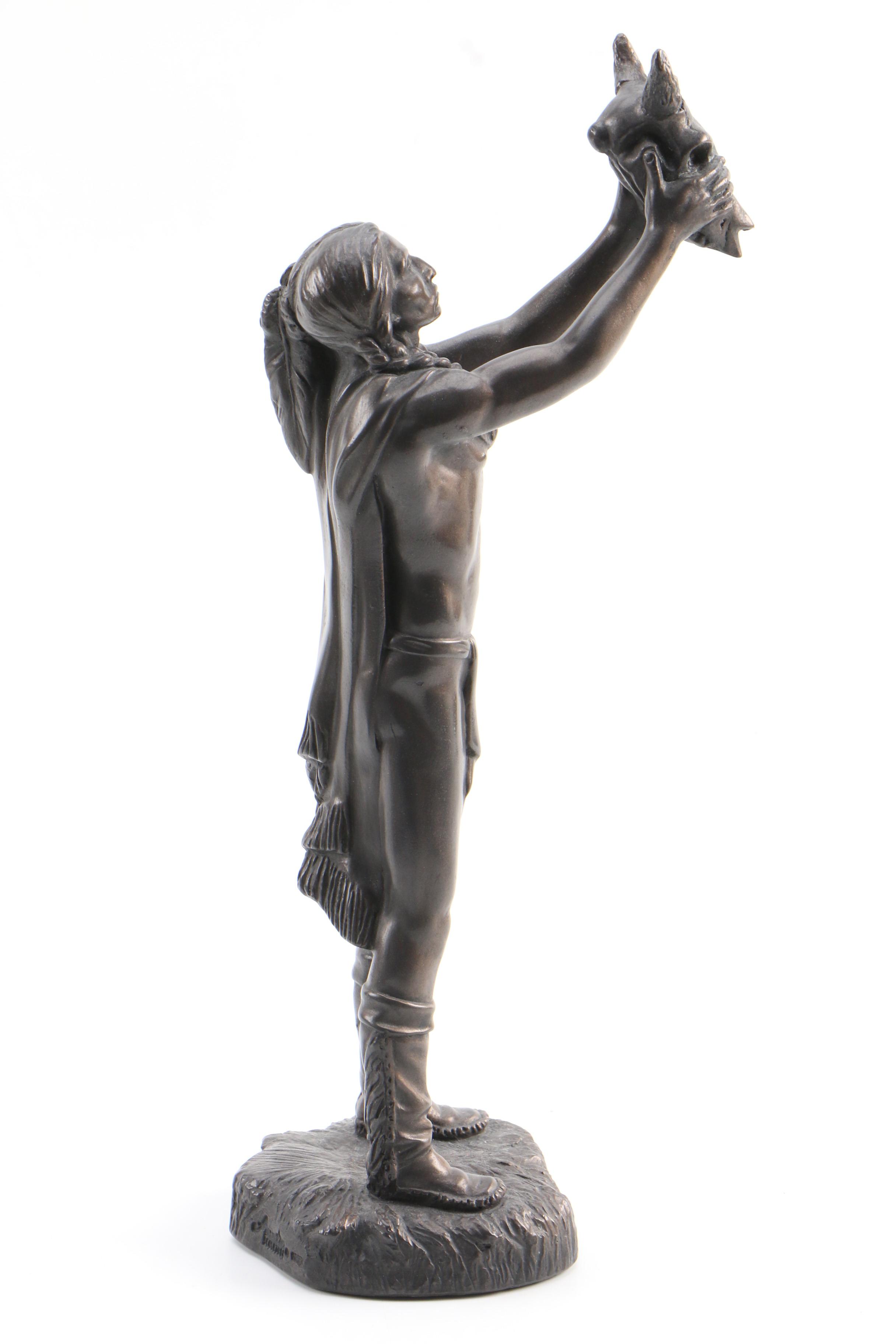 Austin Sculpture Cast Plaster Figure of a Native American Man, Late 20th Century