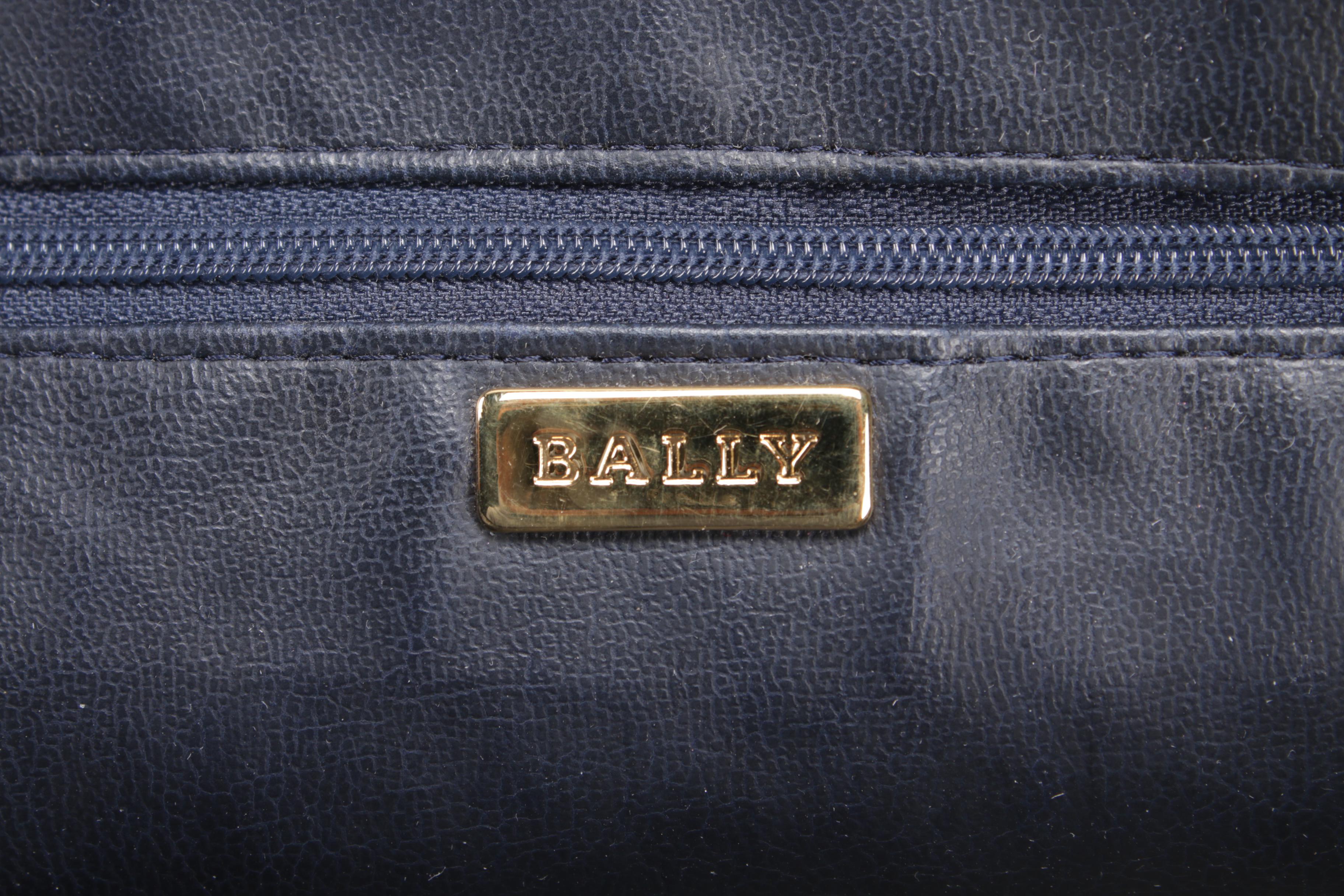 Bally Quilted Dark Navy Blue Leather Crossbody Bag with Tassel