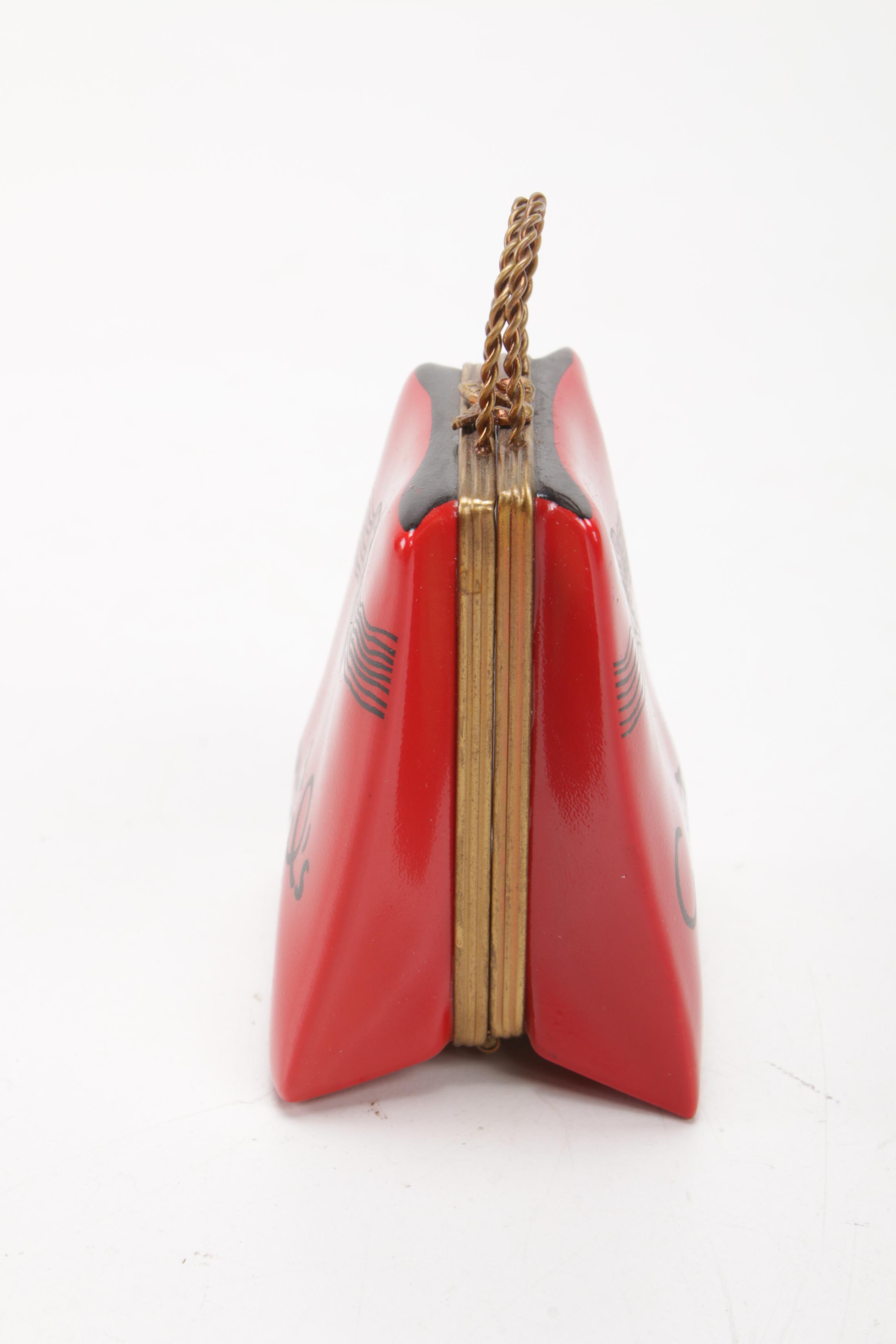 Hand-Painted "Crystal's" Shopping Bag Limoges Porcelain Box