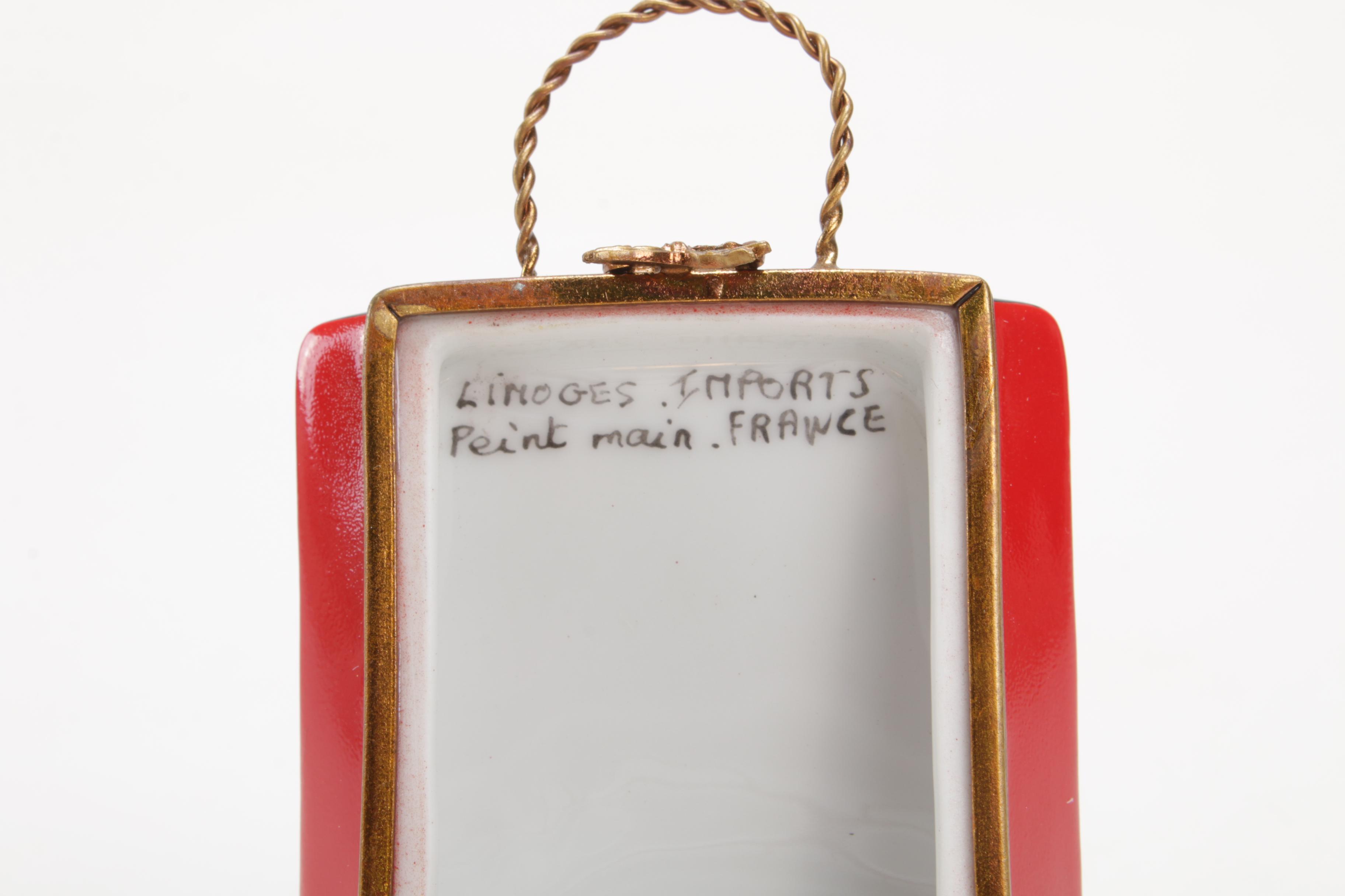 Hand-Painted "Crystal's" Shopping Bag Limoges Porcelain Box