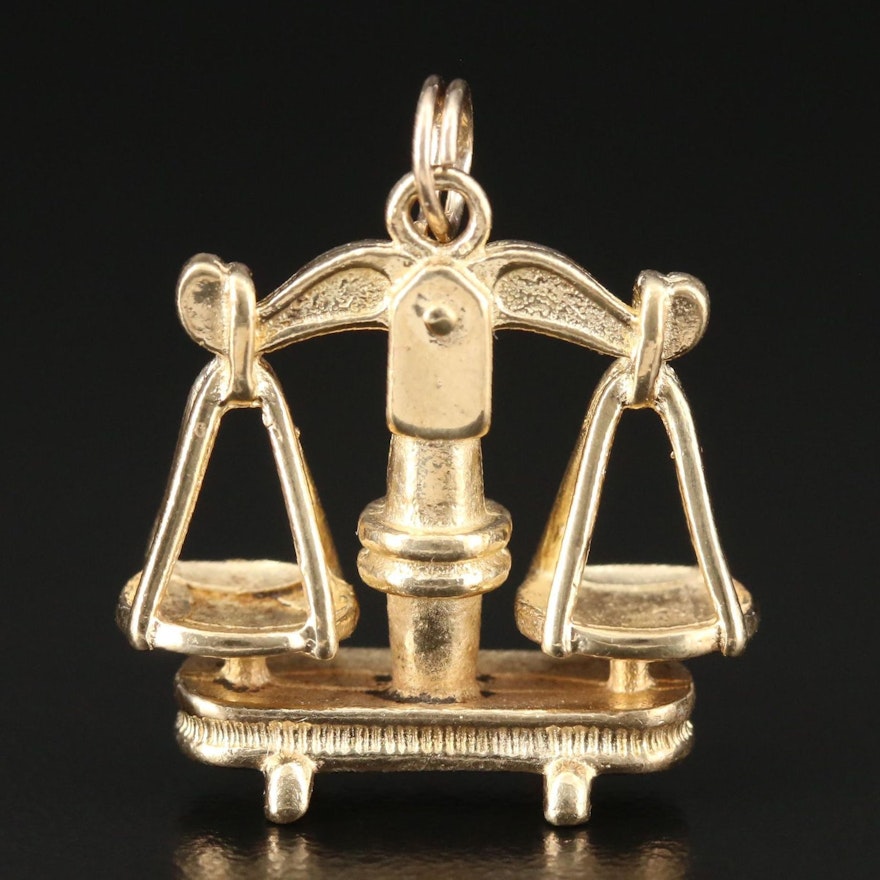 18K Gold Scales of Justice Pendant